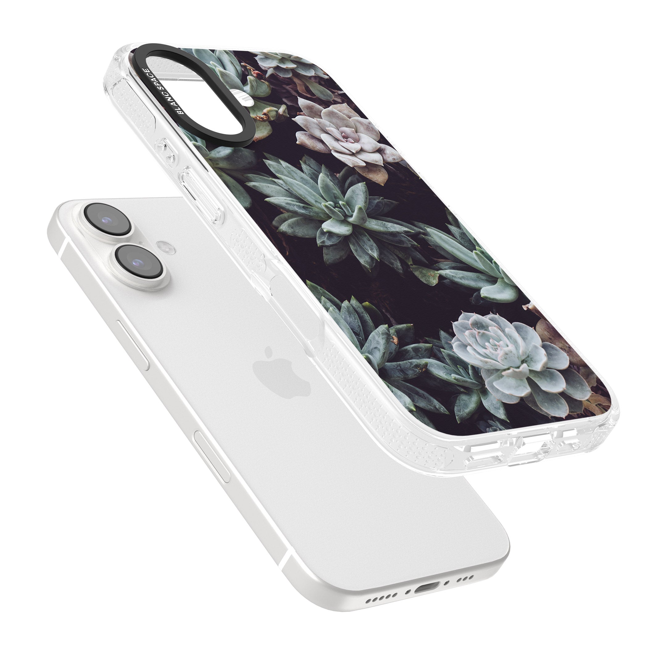 Mixed Succulents - Real Botanical Photographs iPhone 16 / 16 Plus Clear Case Impact Air - Blanc Space