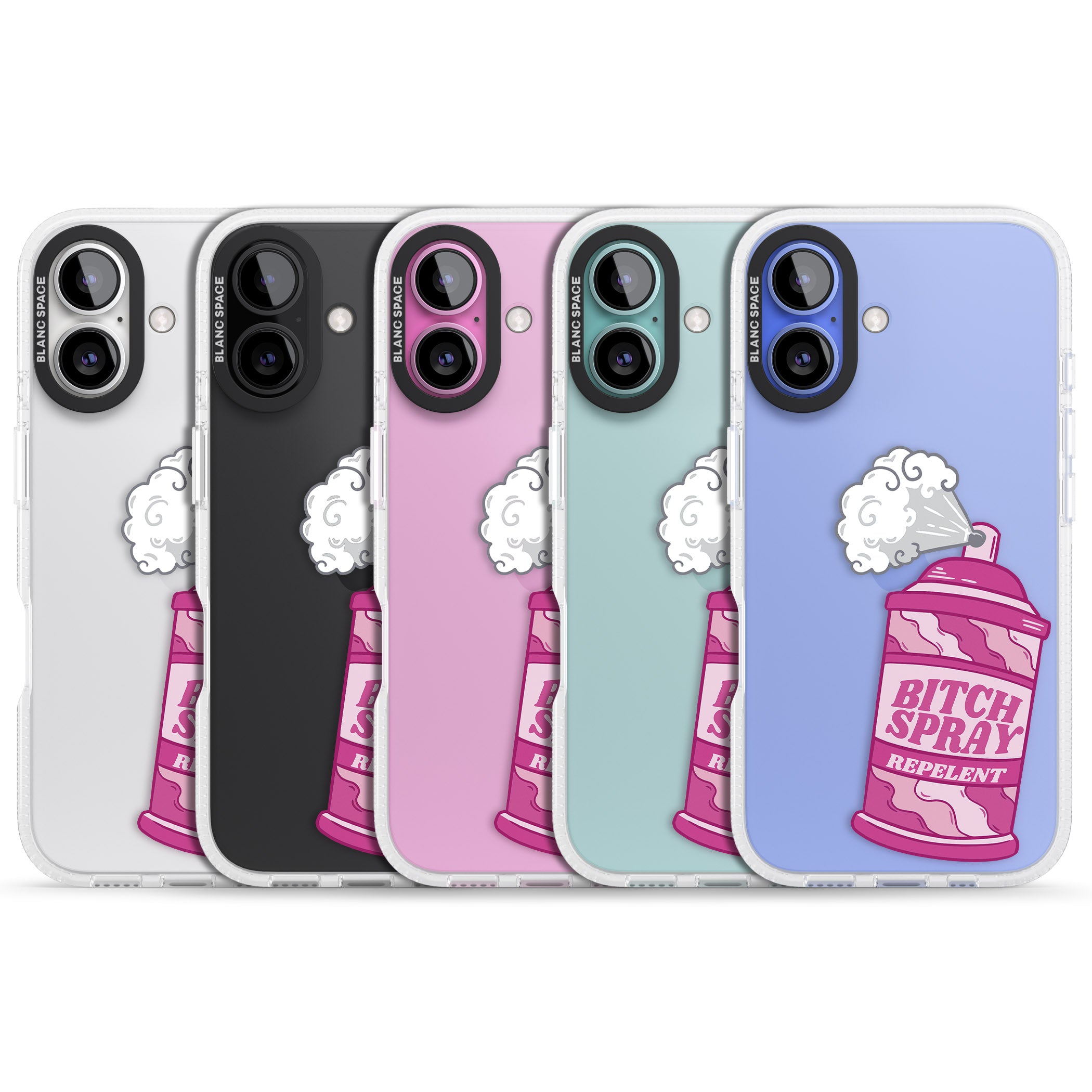 B*tch Spray iPhone 16 / 16 Plus Clear Case Impact Air - Blanc Space