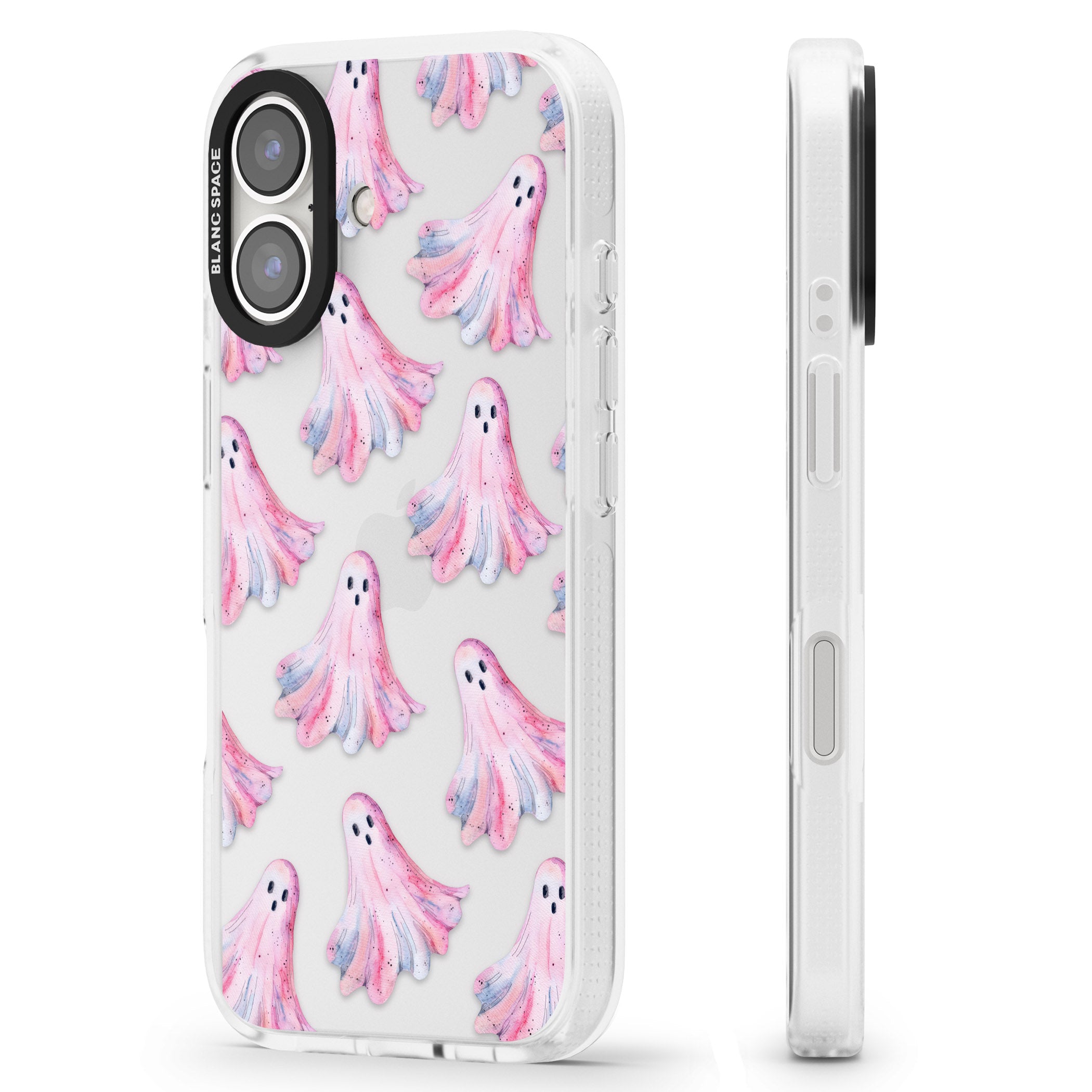 Pink Ghosts iPhone 16 / 16 Plus Clear Case Impact Air - Blanc Space