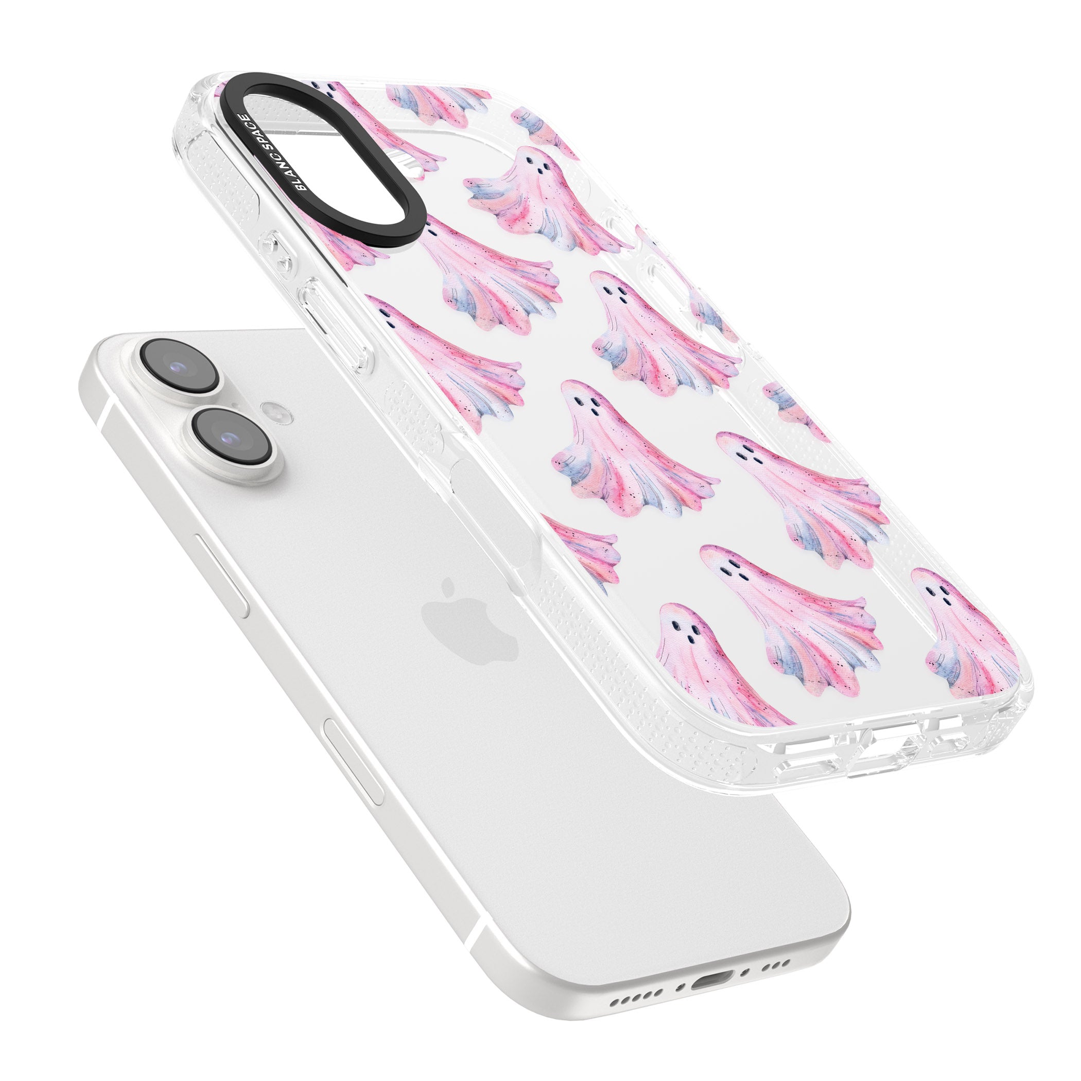 Pink Ghosts iPhone 16 / 16 Plus Clear Case Impact Air - Blanc Space