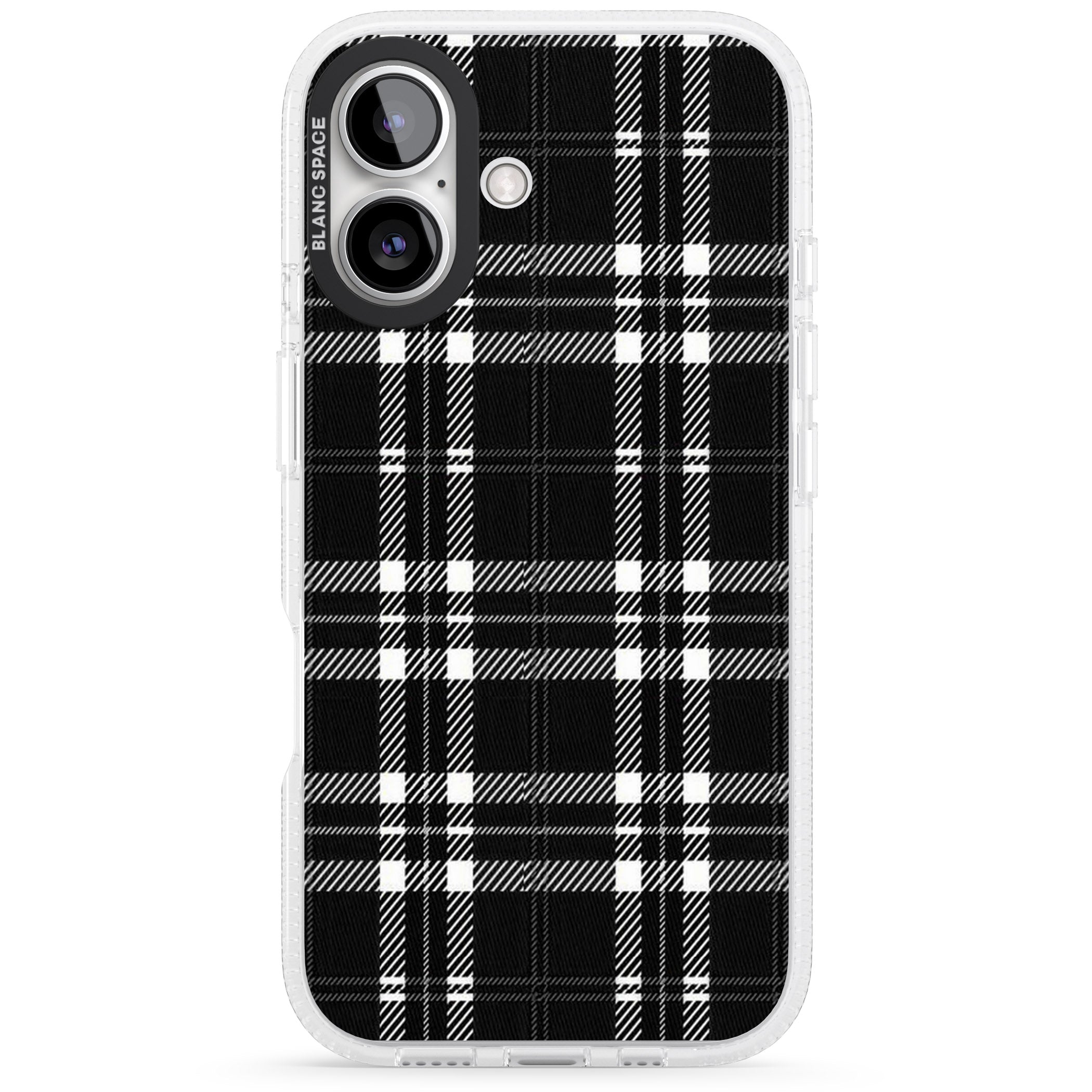 Divine Black Plaid iPhone 16 / 16 Plus Clear Case Impact Air - Blanc Space