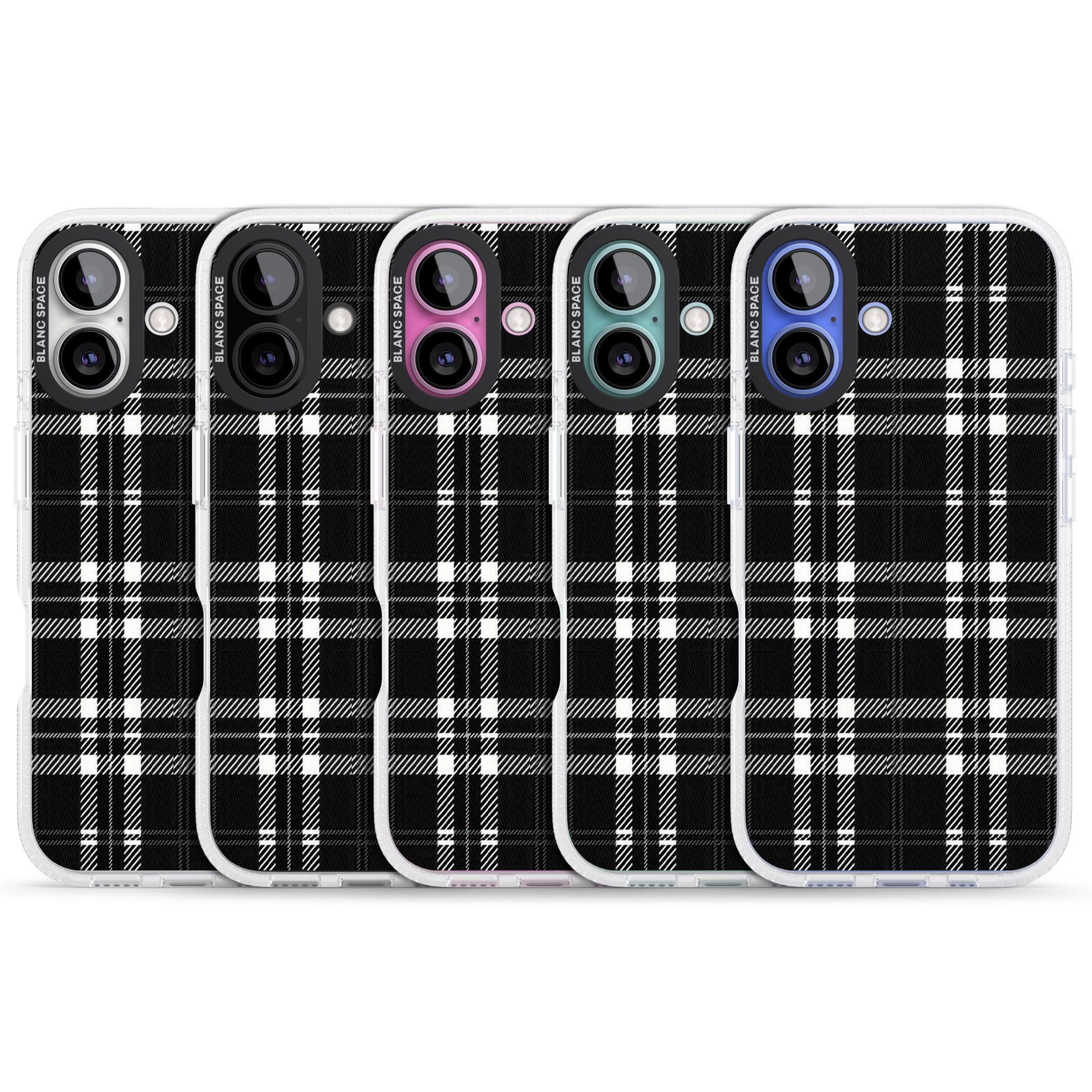 Divine Black Plaid iPhone 16 / 16 Plus Clear Case Impact Air - Blanc Space