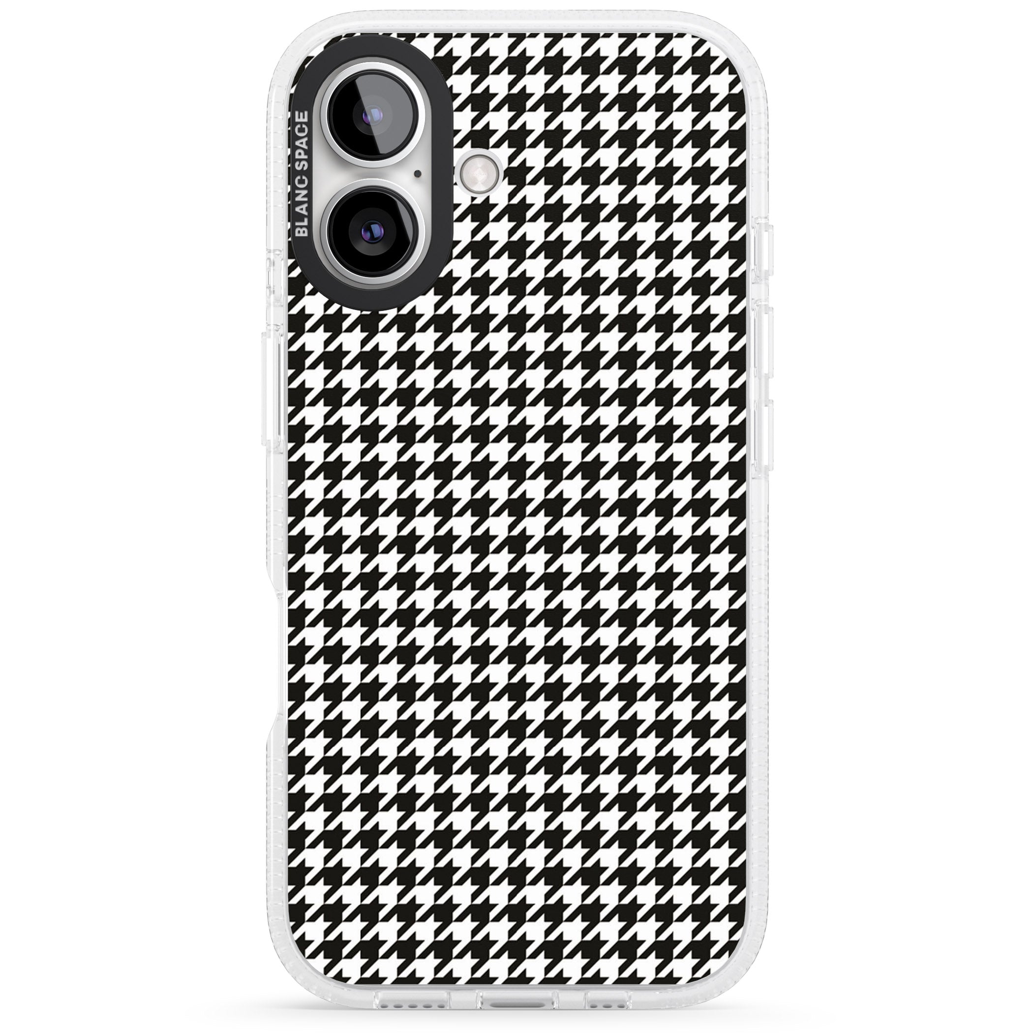 Chic Houndstooth Check iPhone 16 / 16 Plus Clear Case Impact Air - Blanc Space