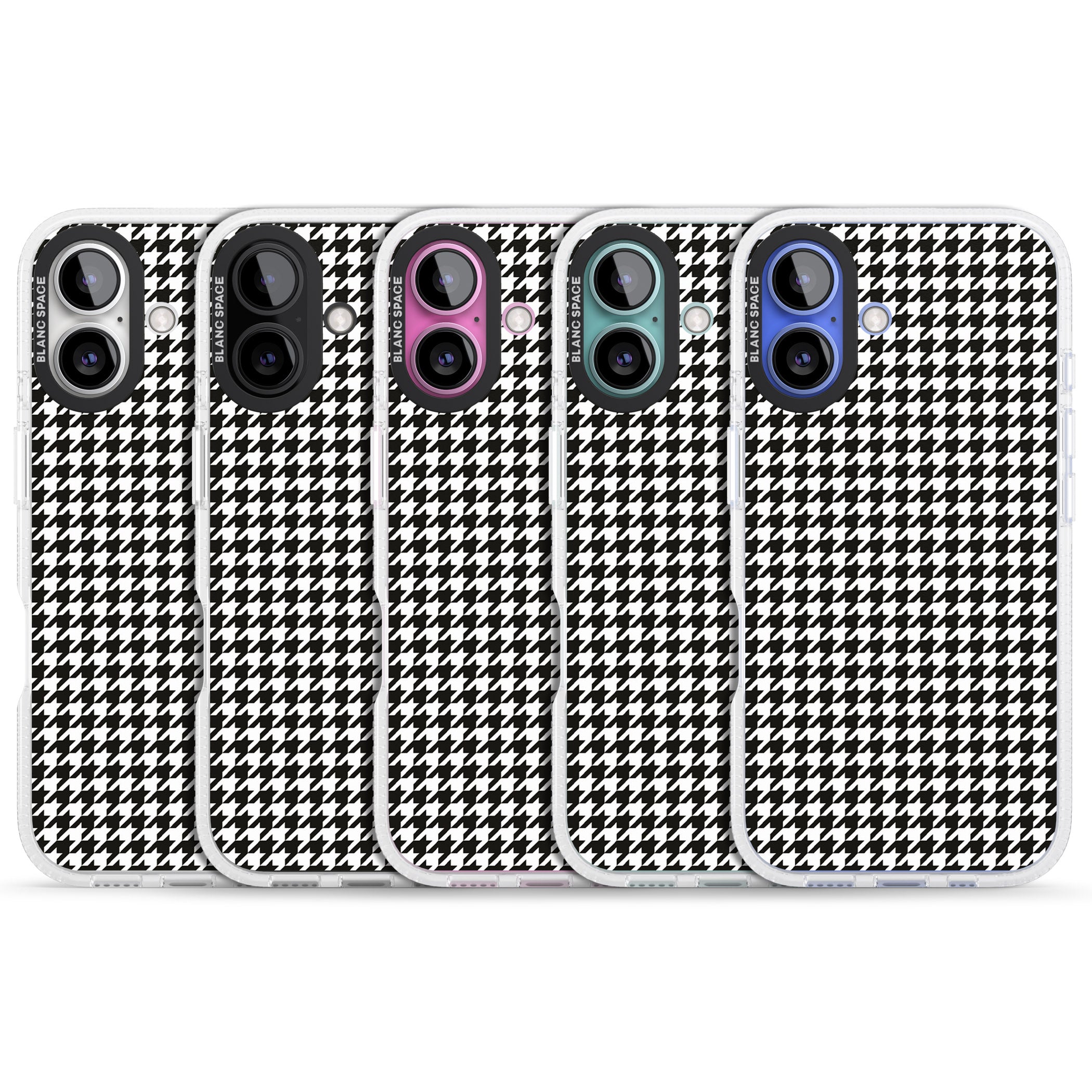 Chic Houndstooth Check iPhone 16 / 16 Plus Clear Case Impact Air - Blanc Space