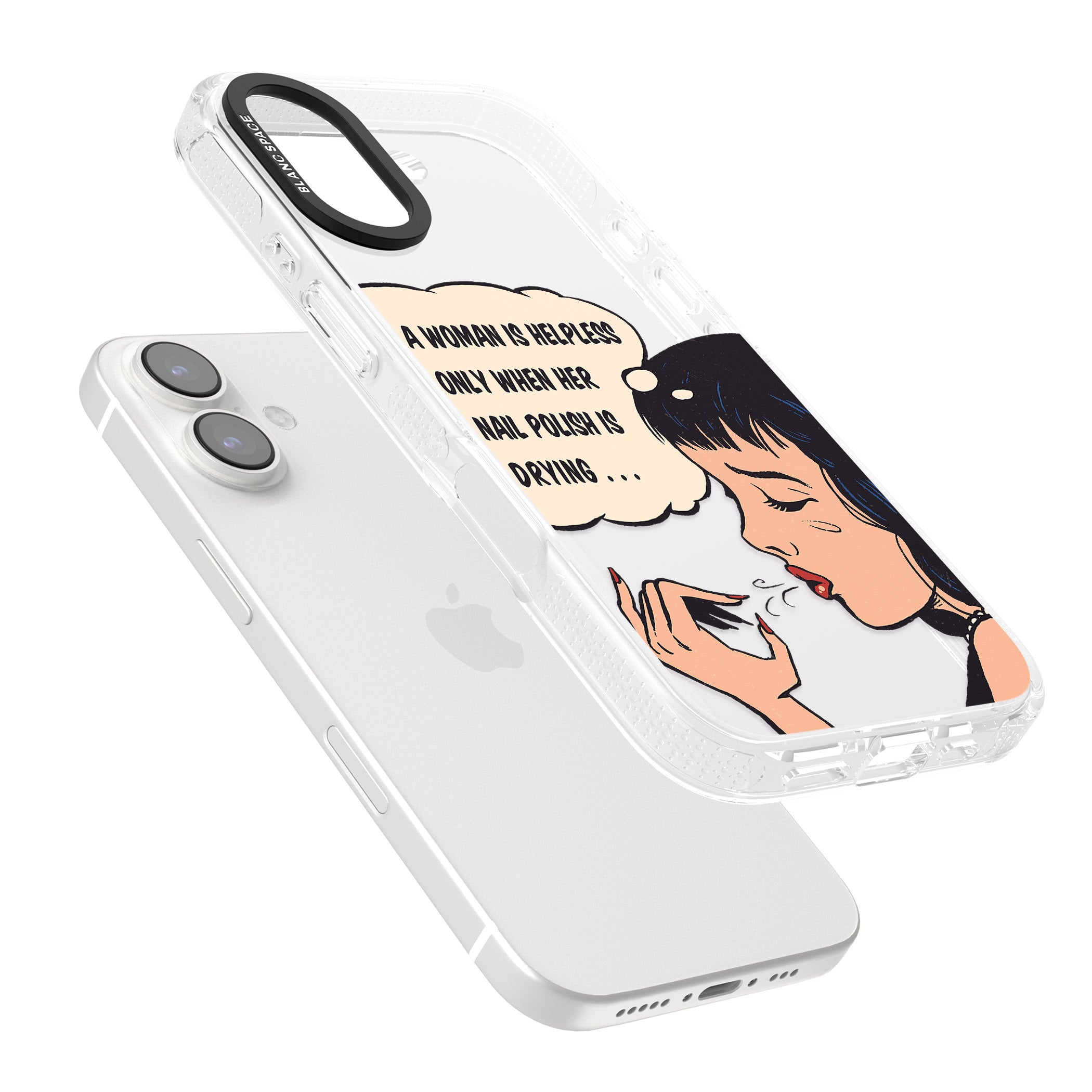 Drying Nails - Pop Art iPhone 16 / 16 Plus Clear Case Impact Air - Blanc Space