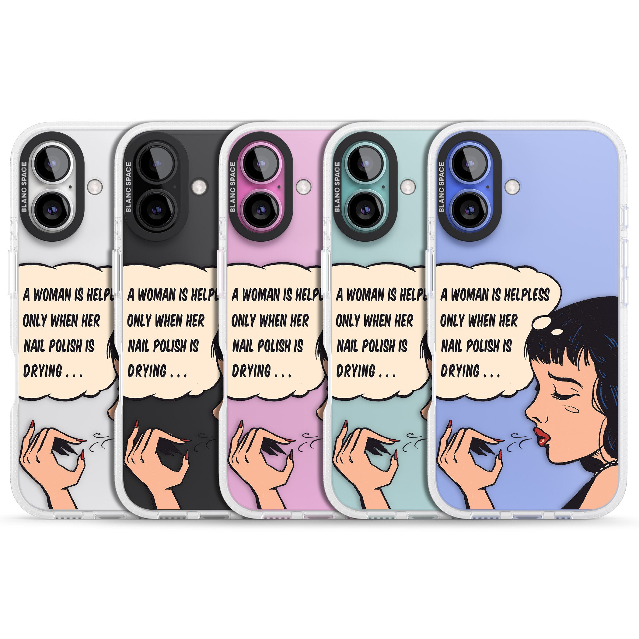 Drying Nails - Pop Art iPhone 16 / 16 Plus Clear Case Impact Air - Blanc Space
