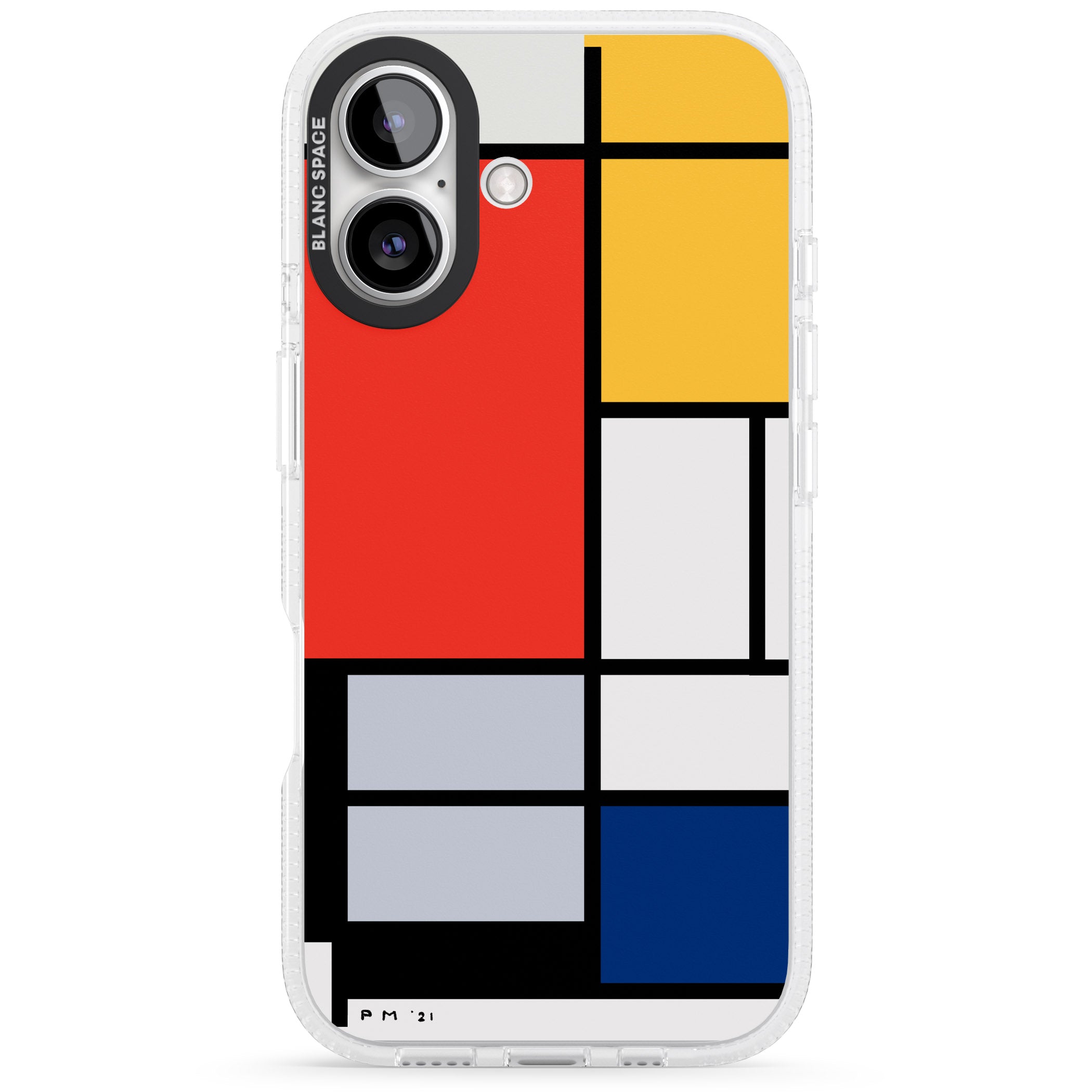 Piet Mondrian's Composition iPhone 16 / 16 Plus Clear Case Impact Air - Blanc Space