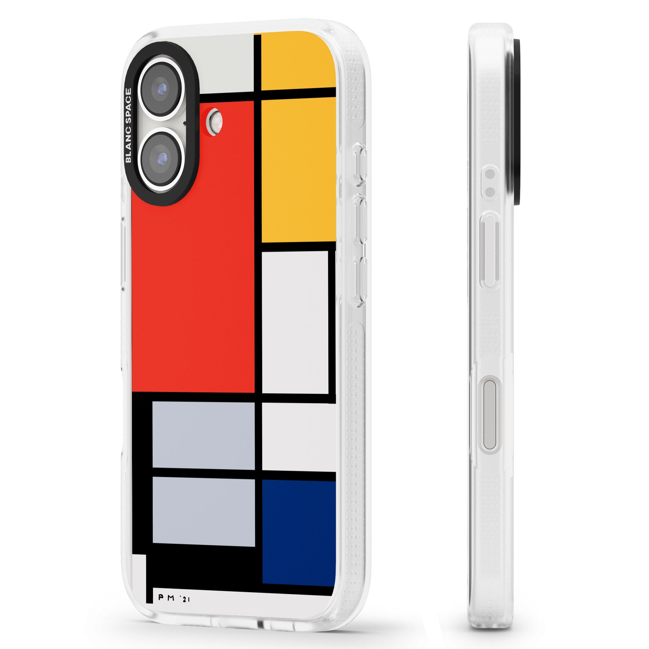 Piet Mondrian's Composition iPhone 16 / 16 Plus Clear Case Impact Air - Blanc Space