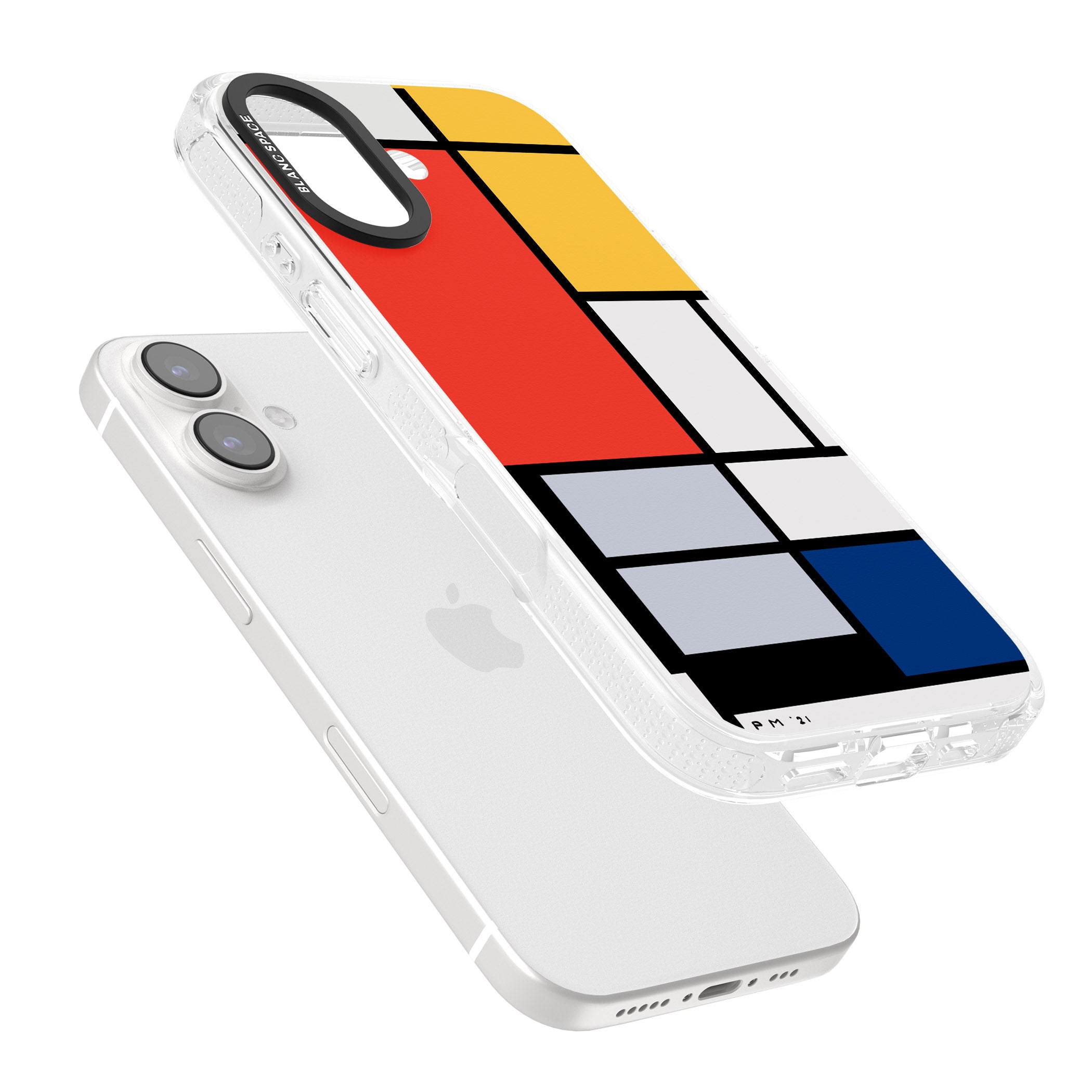 Piet Mondrian's Composition iPhone 16 / 16 Plus Clear Case Impact Air - Blanc Space