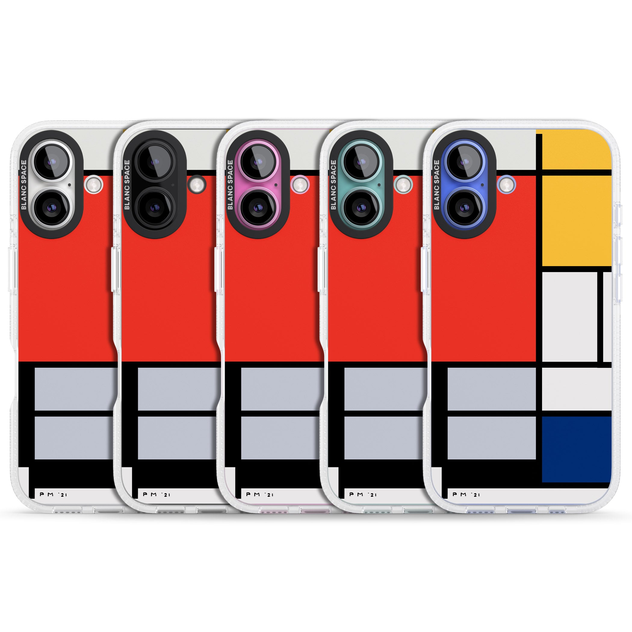 Piet Mondrian's Composition iPhone 16 / 16 Plus Clear Case Impact Air - Blanc Space