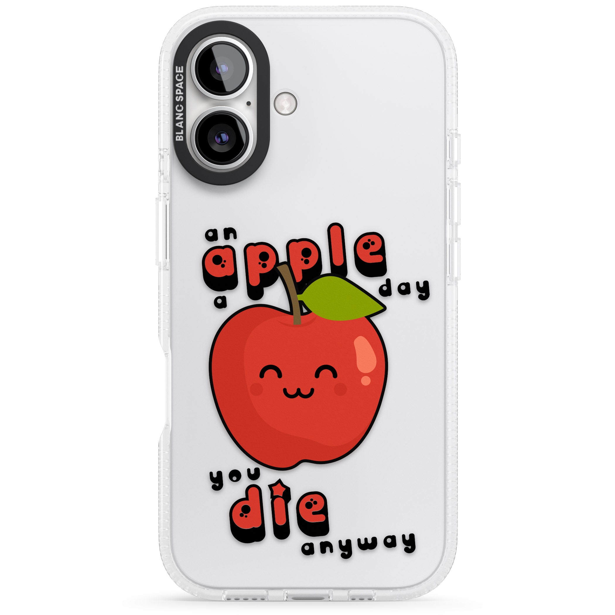 An Apple a Day iPhone 16 / 16 Plus Clear Case Impact Air - Blanc Space
