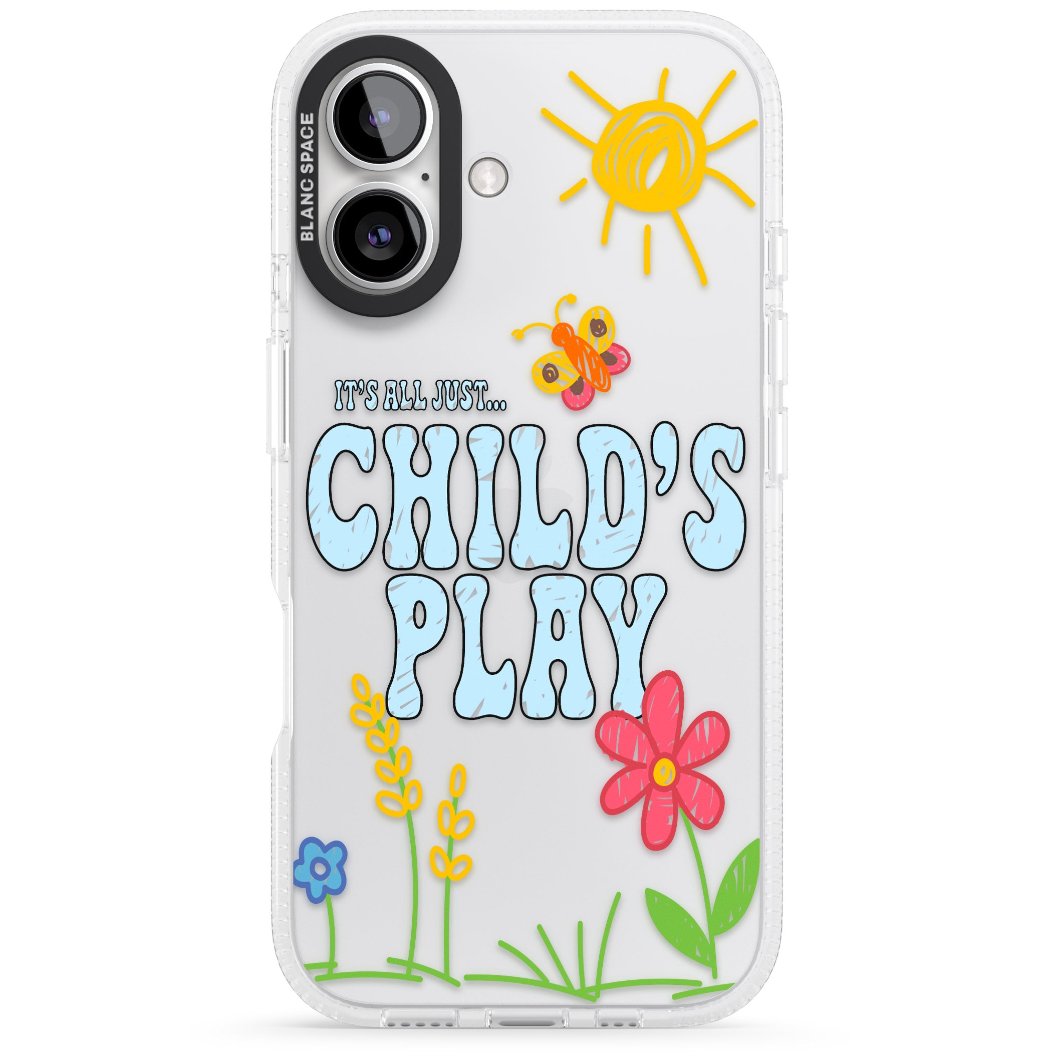 Child's Play iPhone 16 / 16 Plus Clear Case Impact Air - Blanc Space