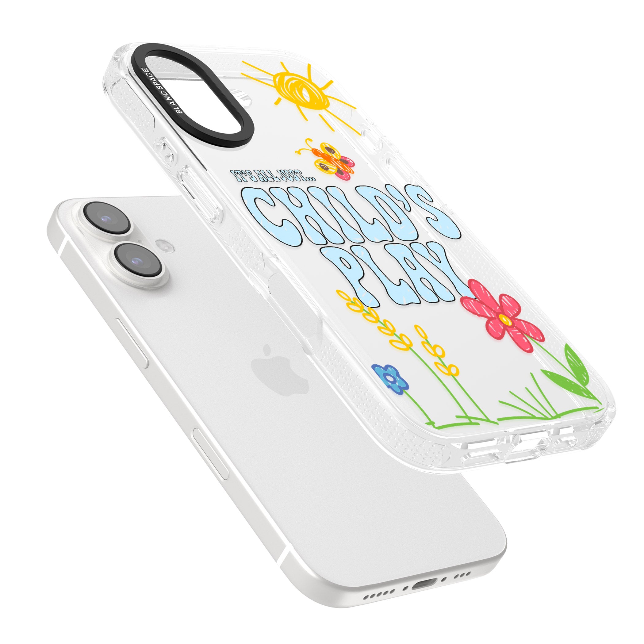 Child's Play iPhone 16 / 16 Plus Clear Case Impact Air - Blanc Space
