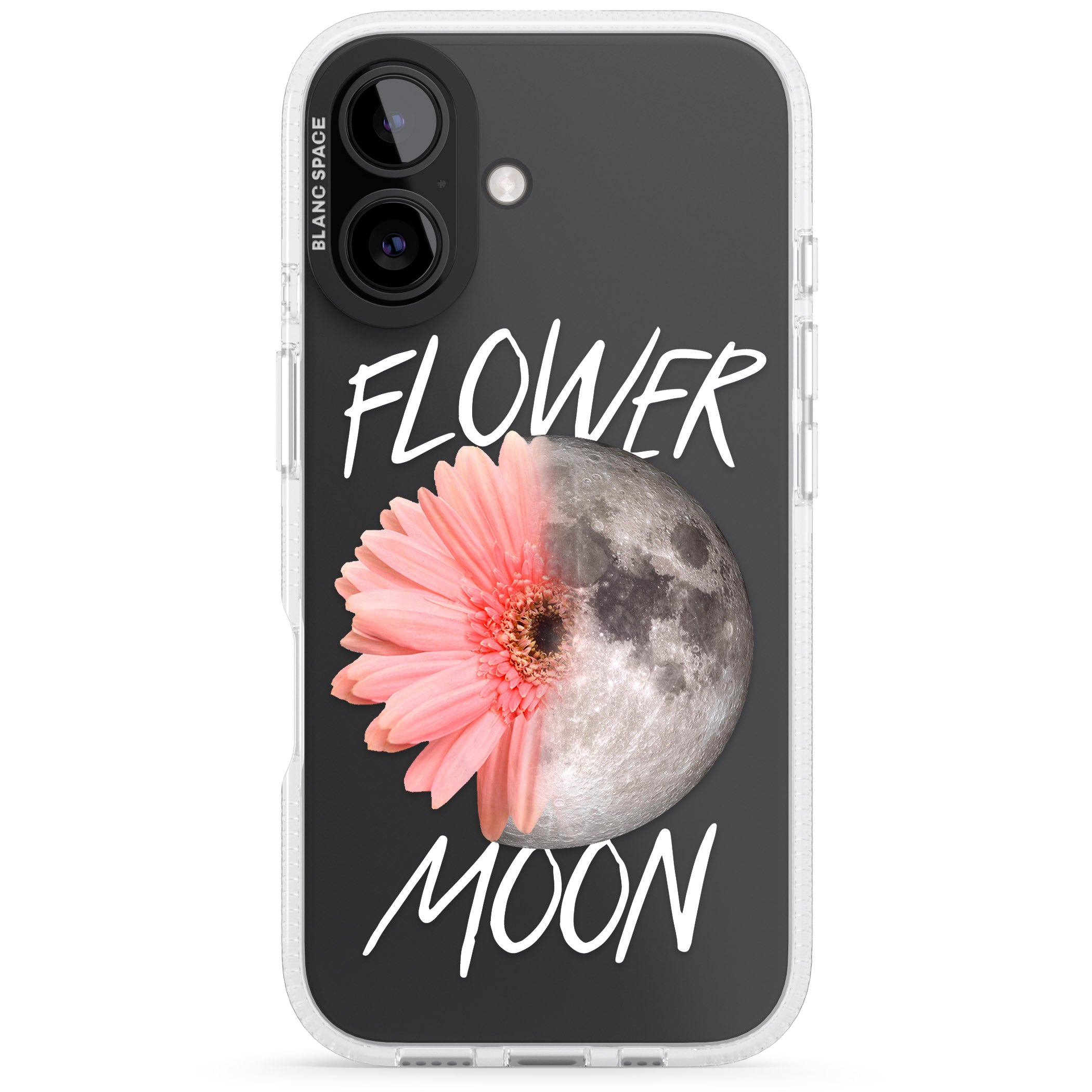 Flower Moon iPhone 16 / 16 Plus Clear Case Impact Air - Blanc Space