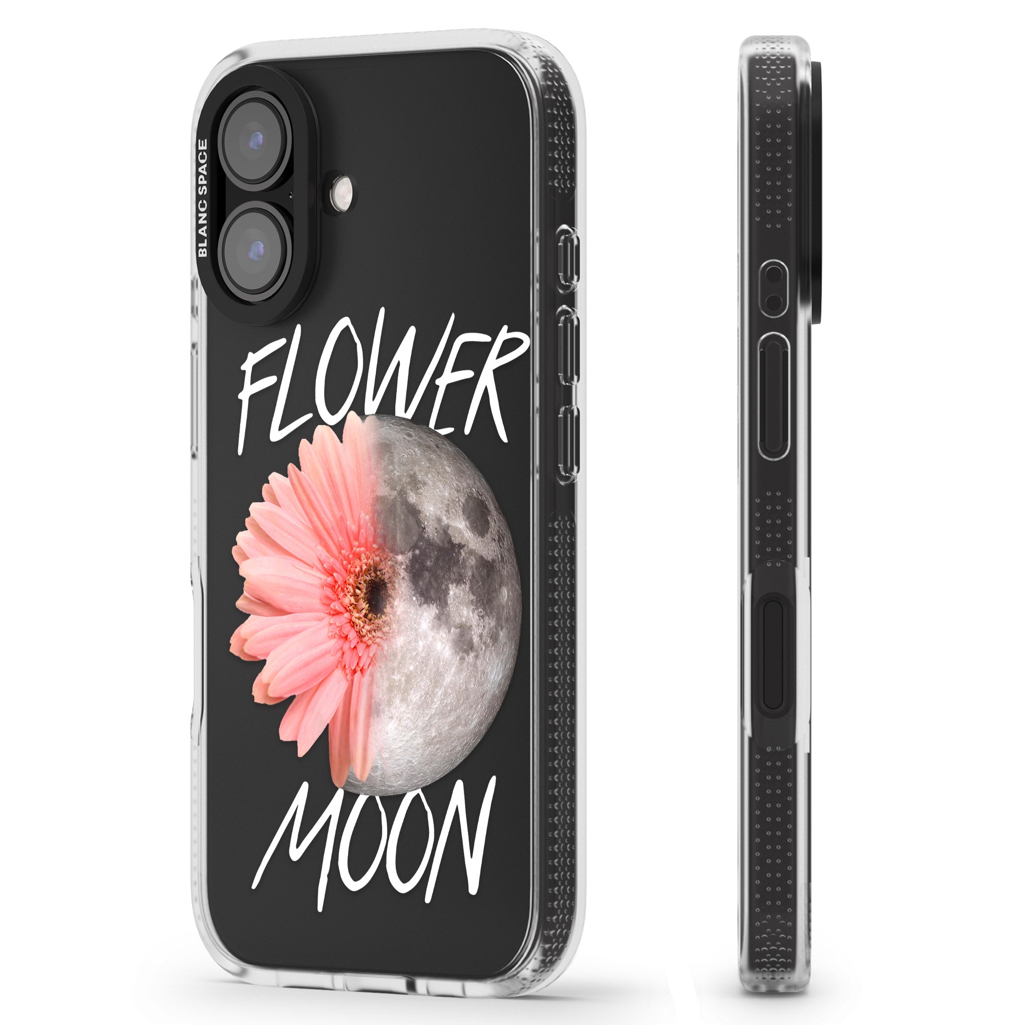 Flower Moon iPhone 16 / 16 Plus Clear Case Impact Air - Blanc Space
