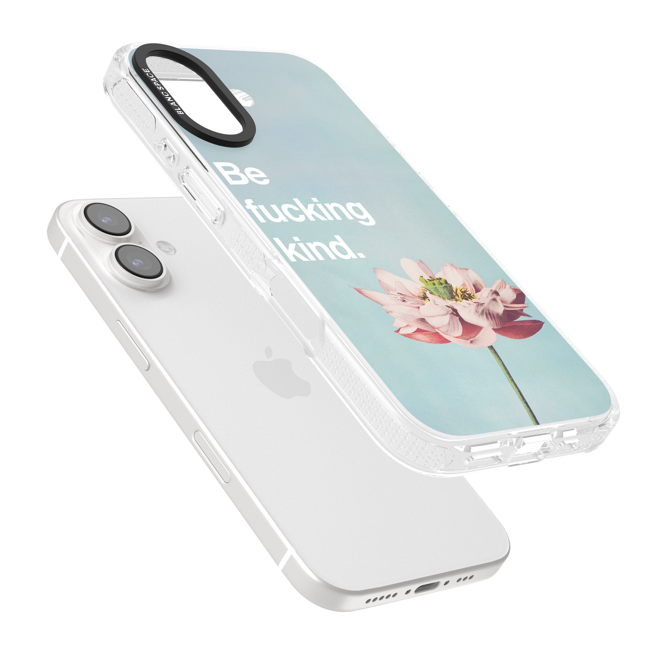 Be f*cking kind iPhone 16 / 16 Plus Clear Case Impact Air - Blanc Space