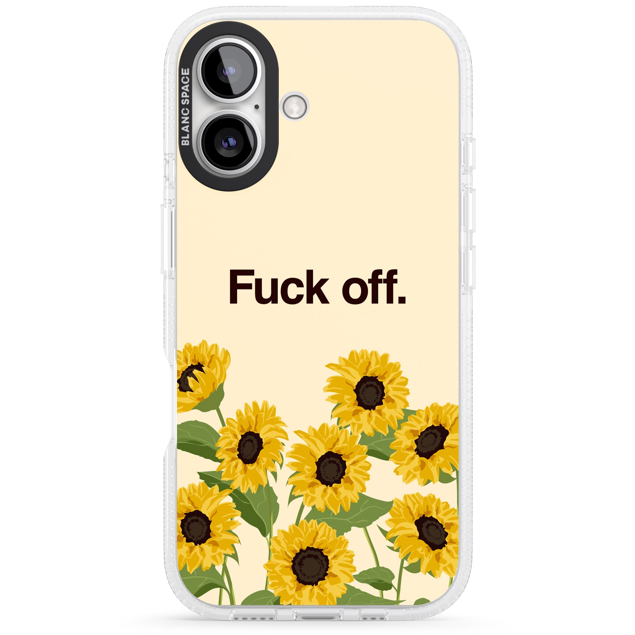 F*ck off iPhone 16 / 16 Plus Clear Case Impact Air - Blanc Space