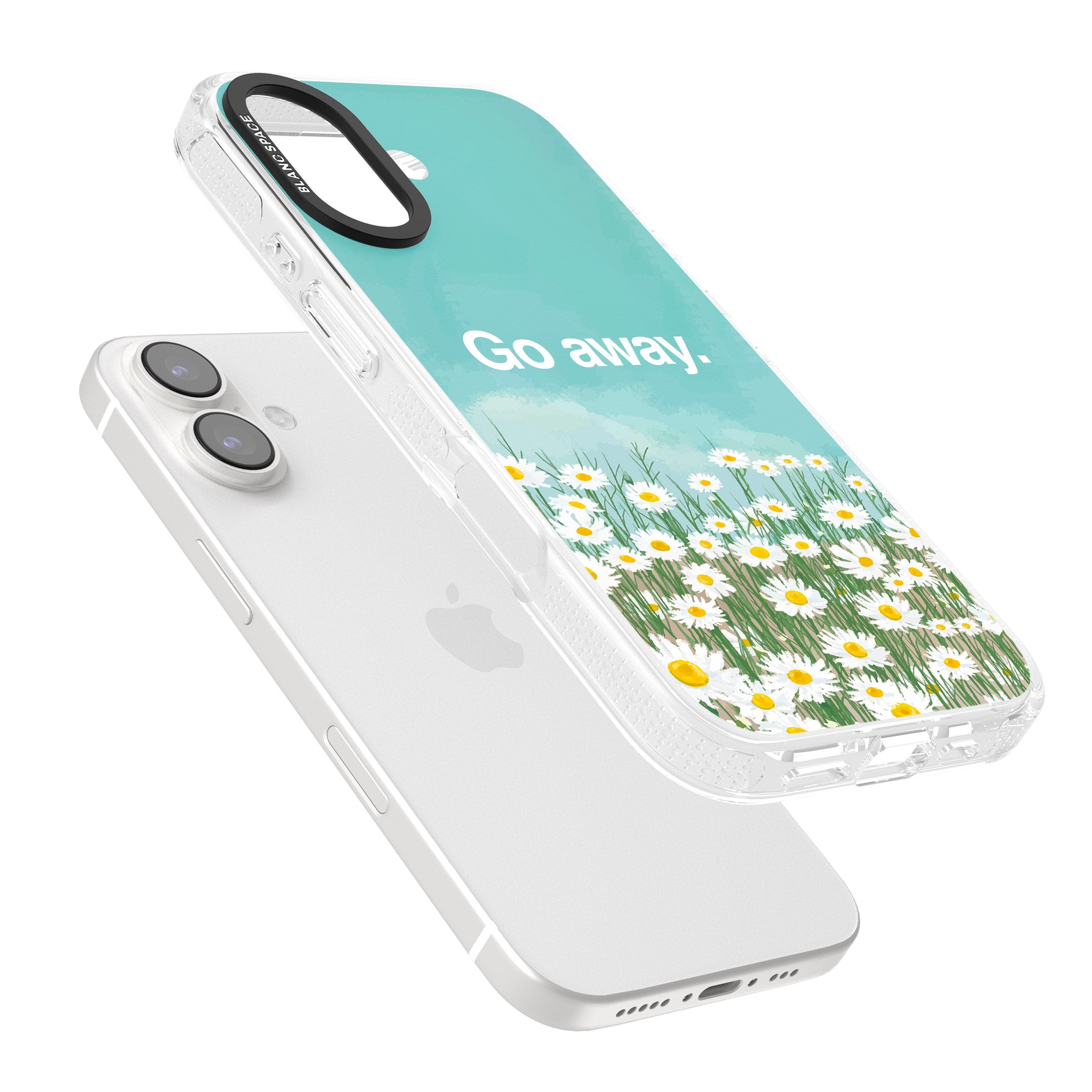 Go away iPhone 16 / 16 Plus Clear Case Impact Air - Blanc Space