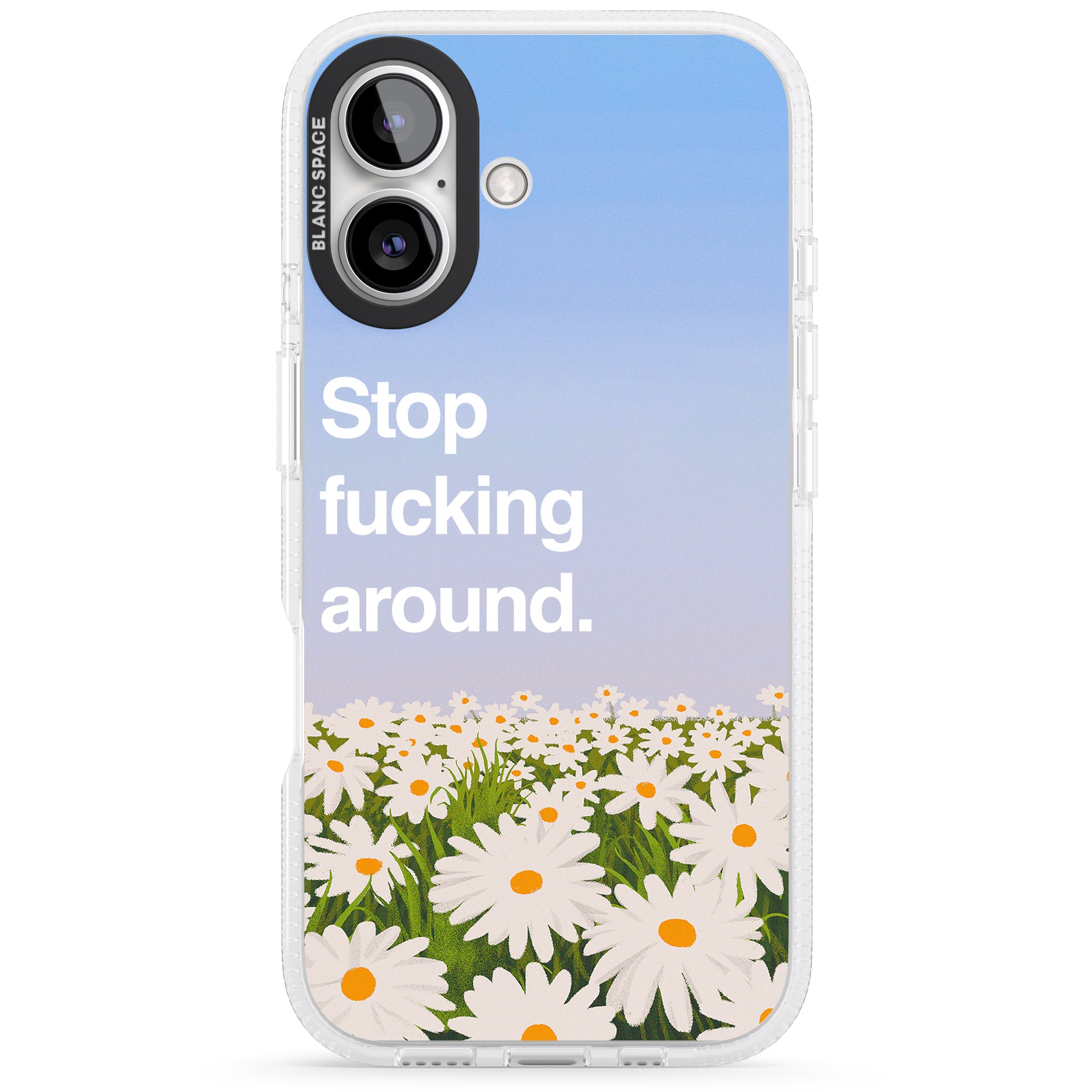 Stop f*cking around iPhone 16 / 16 Plus Clear Case Impact Air - Blanc Space