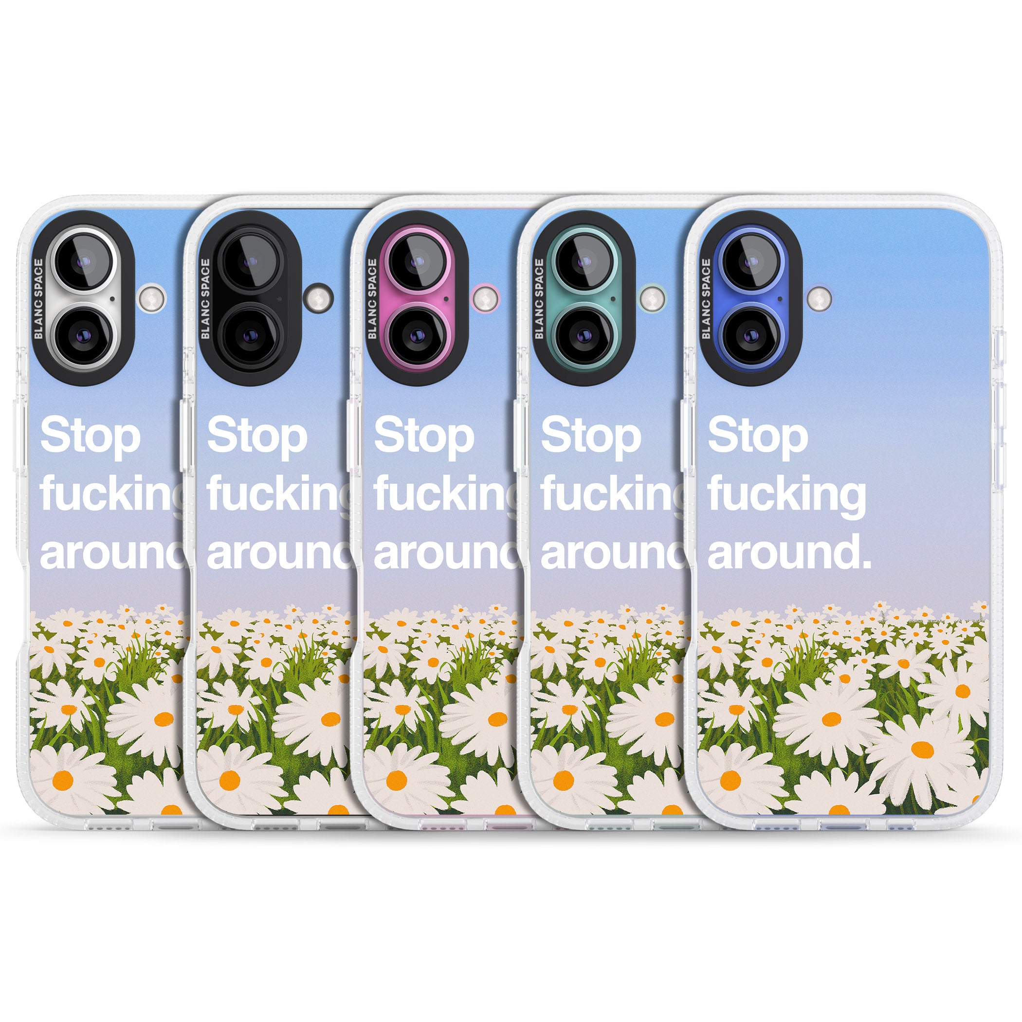 Stop f*cking around iPhone 16 / 16 Plus Clear Case Impact Air - Blanc Space