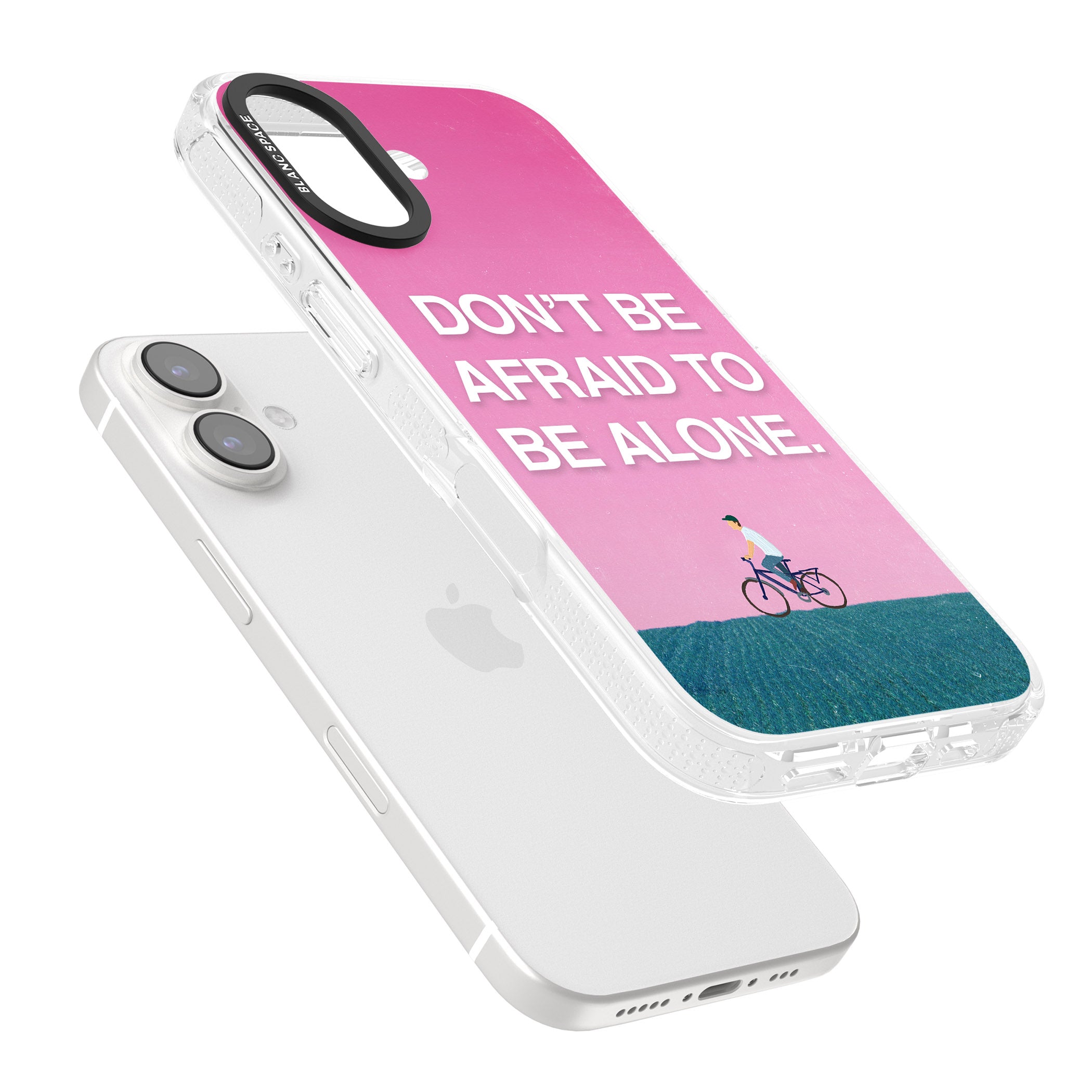 Don't be afraid to be alone iPhone 16 / 16 Plus Clear Case Impact Air - Blanc Space