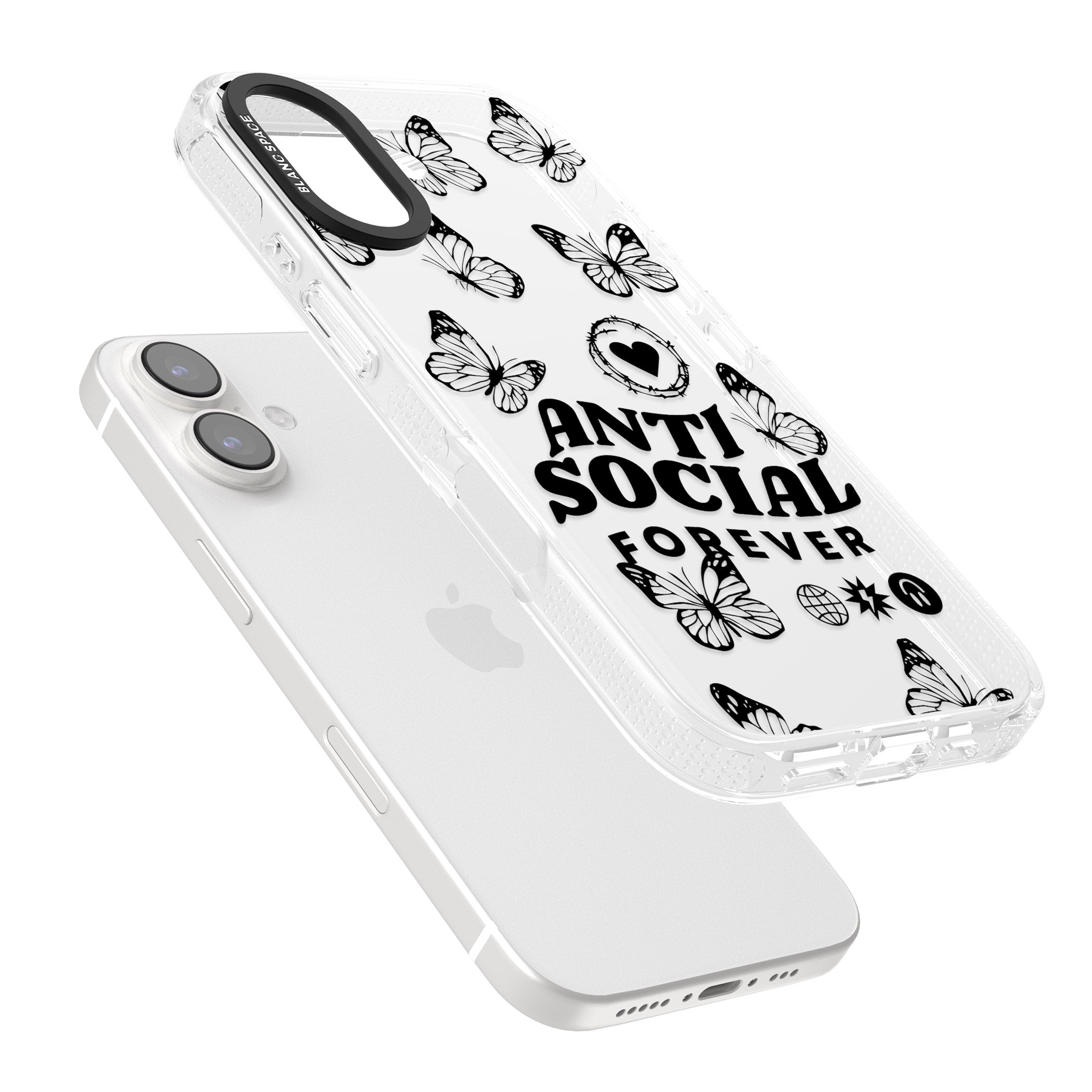 Anti-Social Forever iPhone 16 / 16 Plus Clear Case Impact Air - Blanc Space