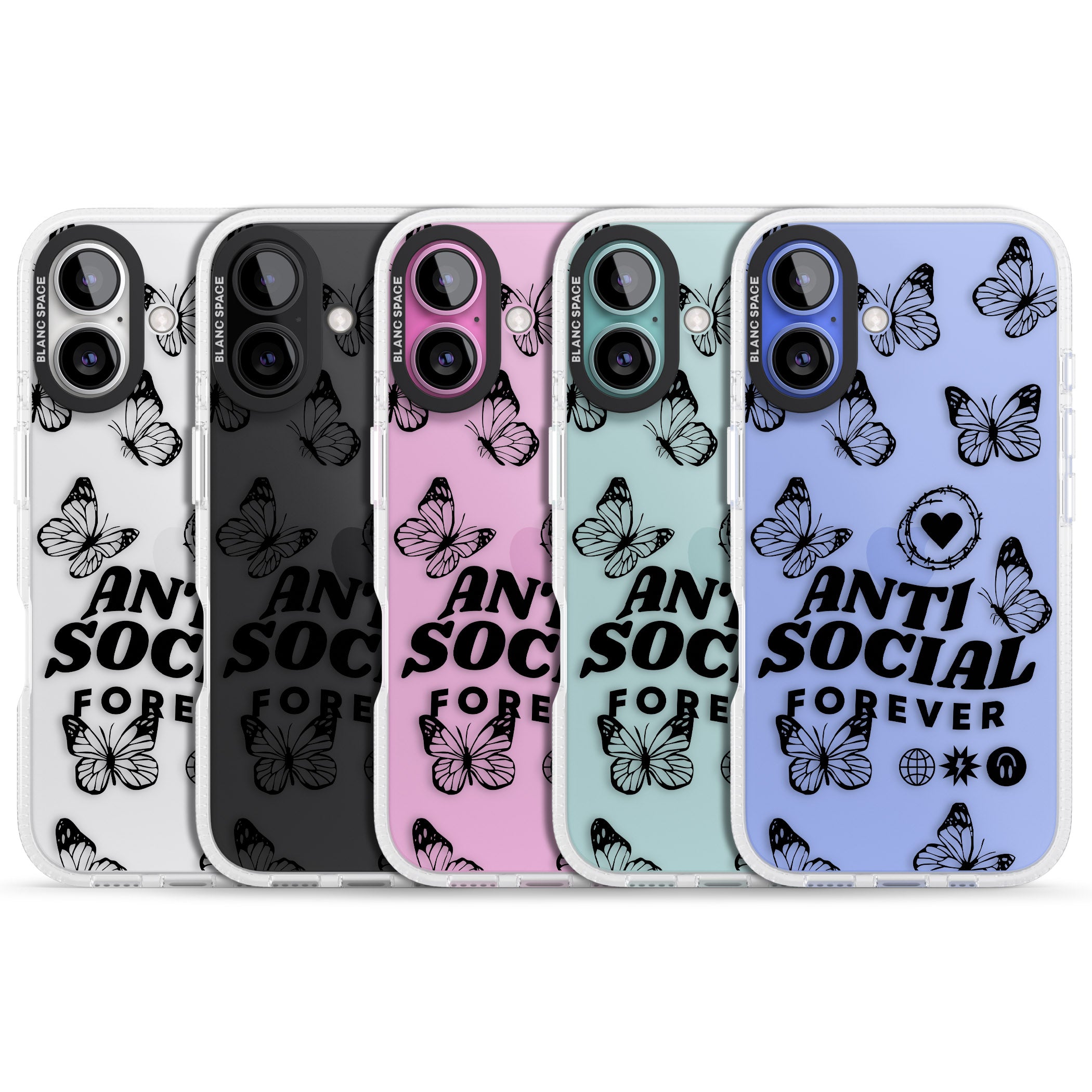 Anti-Social Forever iPhone 16 / 16 Plus Clear Case Impact Air - Blanc Space