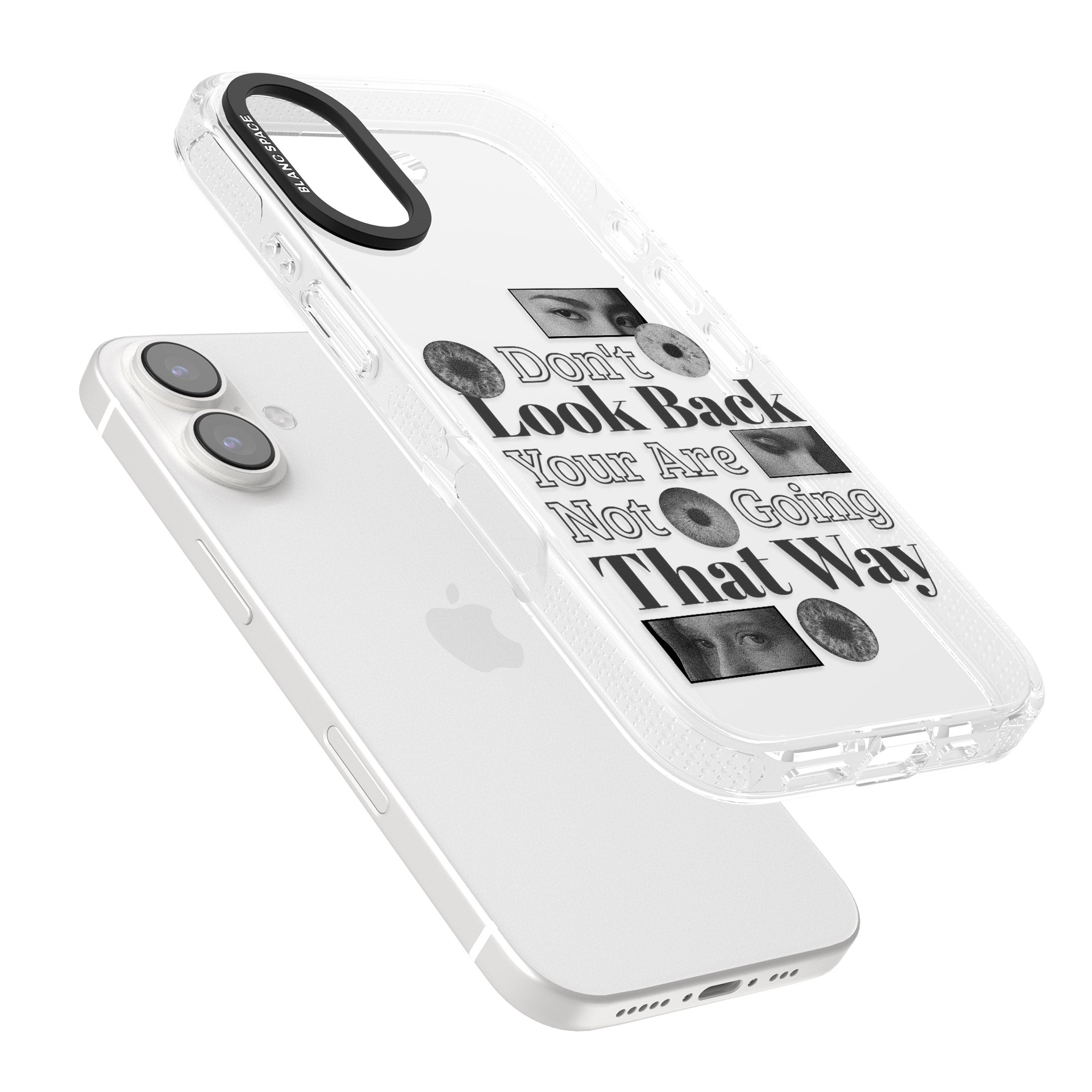 Don't Look Back iPhone 16 / 16 Plus Clear Case Impact Air - Blanc Space
