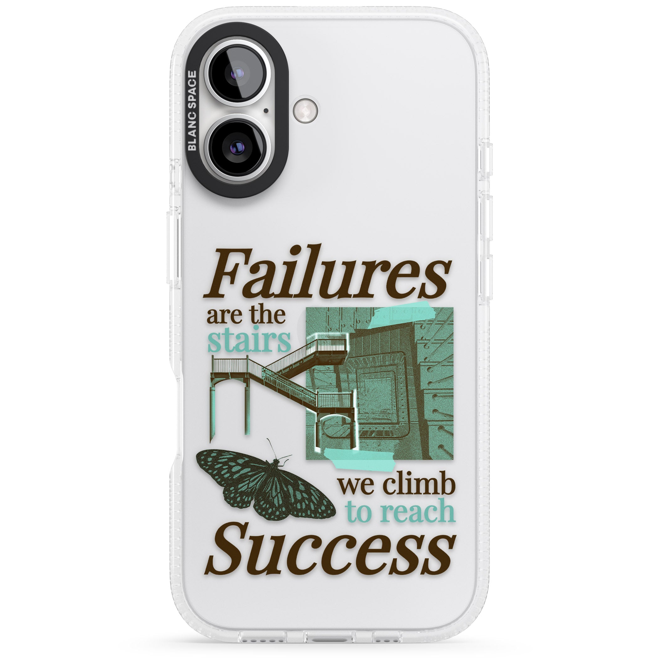 Fail To Succeed iPhone 16 / 16 Plus Clear Case Impact Air - Blanc Space