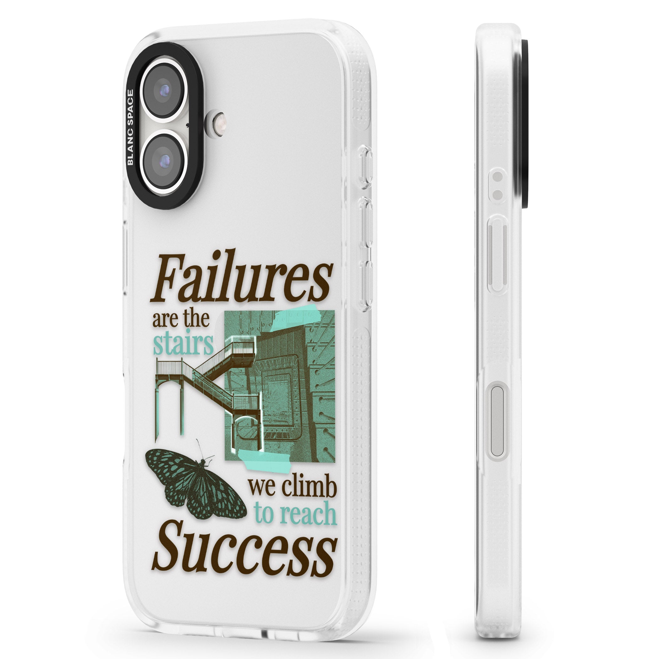 Fail To Succeed iPhone 16 / 16 Plus Clear Case Impact Air - Blanc Space