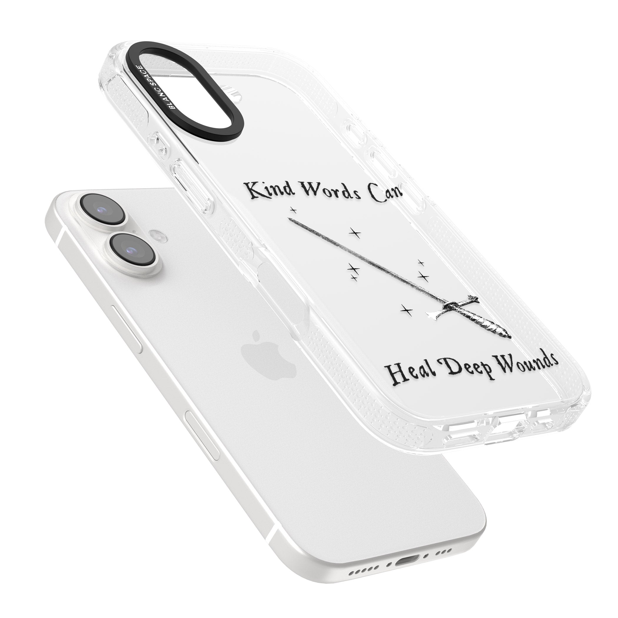 Kind Words Can Heal Deep Wounds iPhone 16 / 16 Plus Clear Case Impact Air - Blanc Space