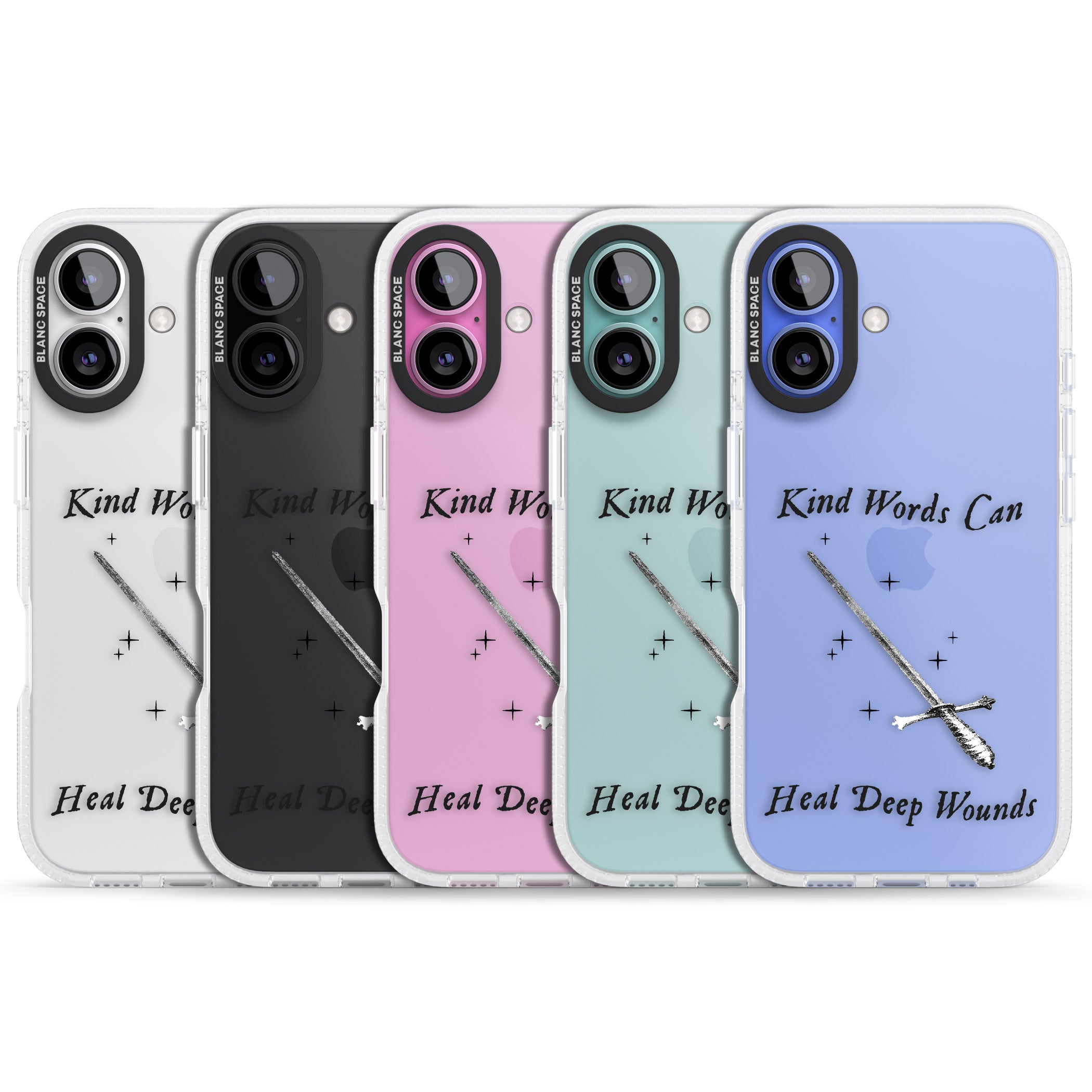 Kind Words Can Heal Deep Wounds iPhone 16 / 16 Plus Clear Case Impact Air - Blanc Space