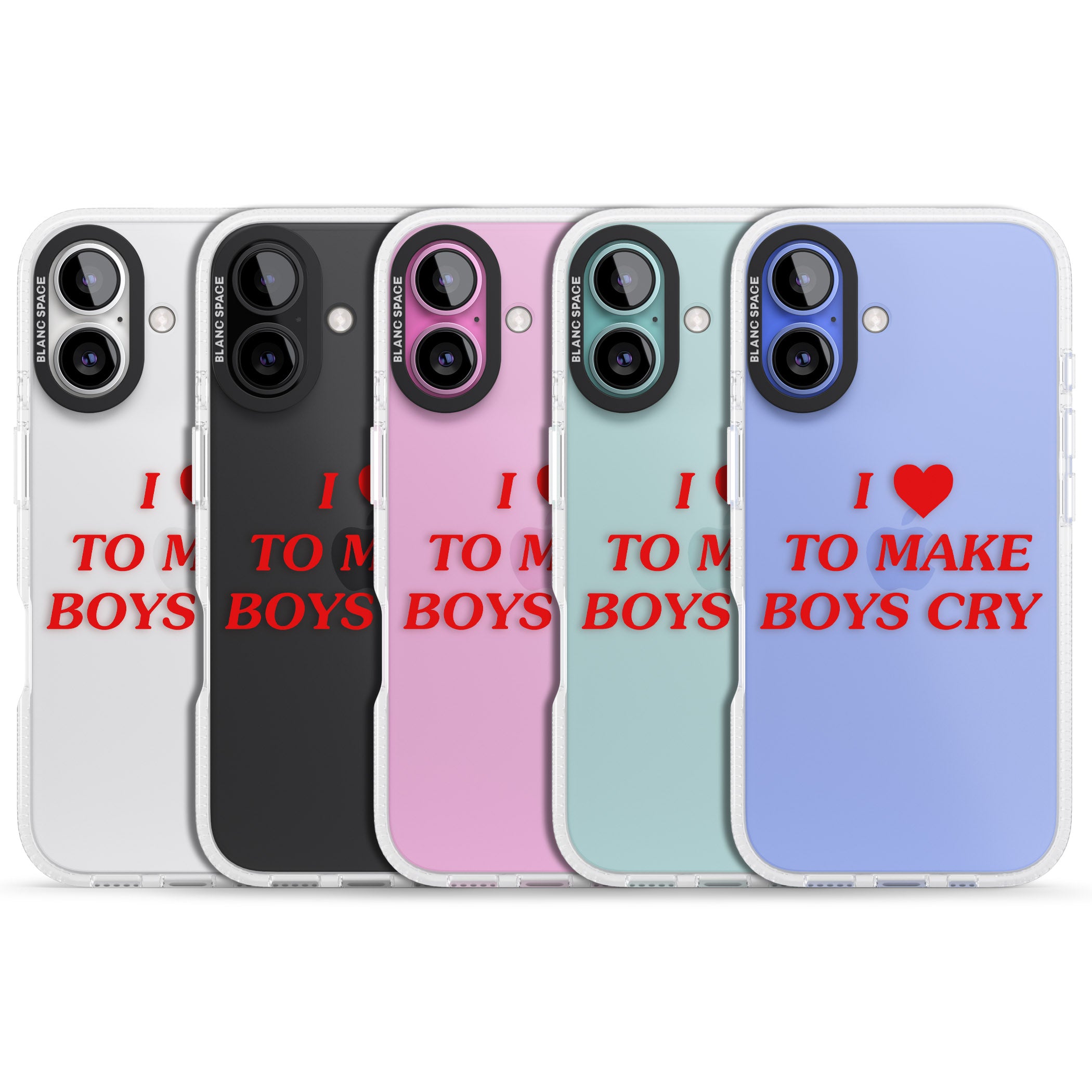 I Love to Make Boys Cry iPhone 16 / 16 Plus Clear Case Impact Air - Blanc Space