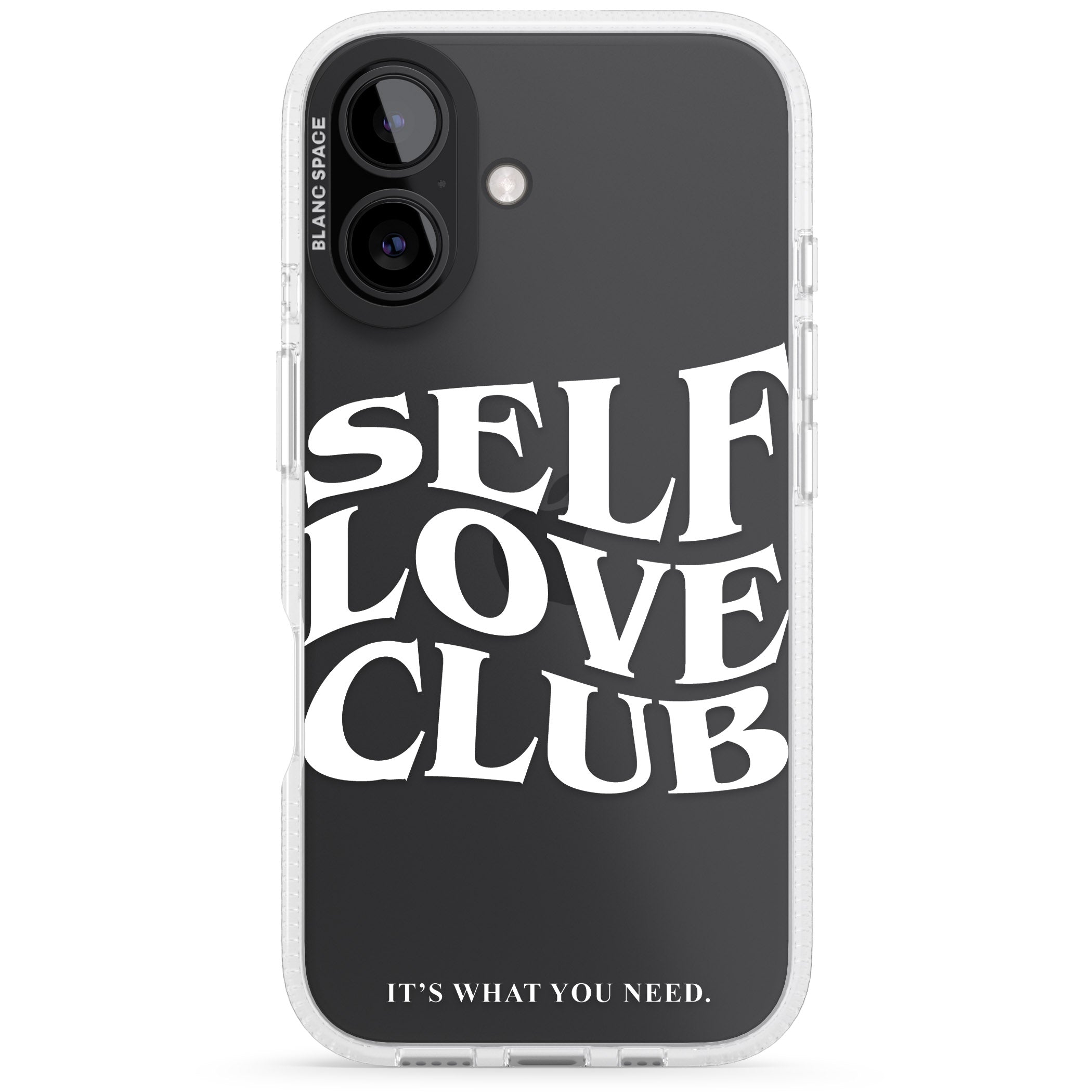 Self Love Club (White) iPhone 16 / 16 Plus Clear Case Impact Air - Blanc Space