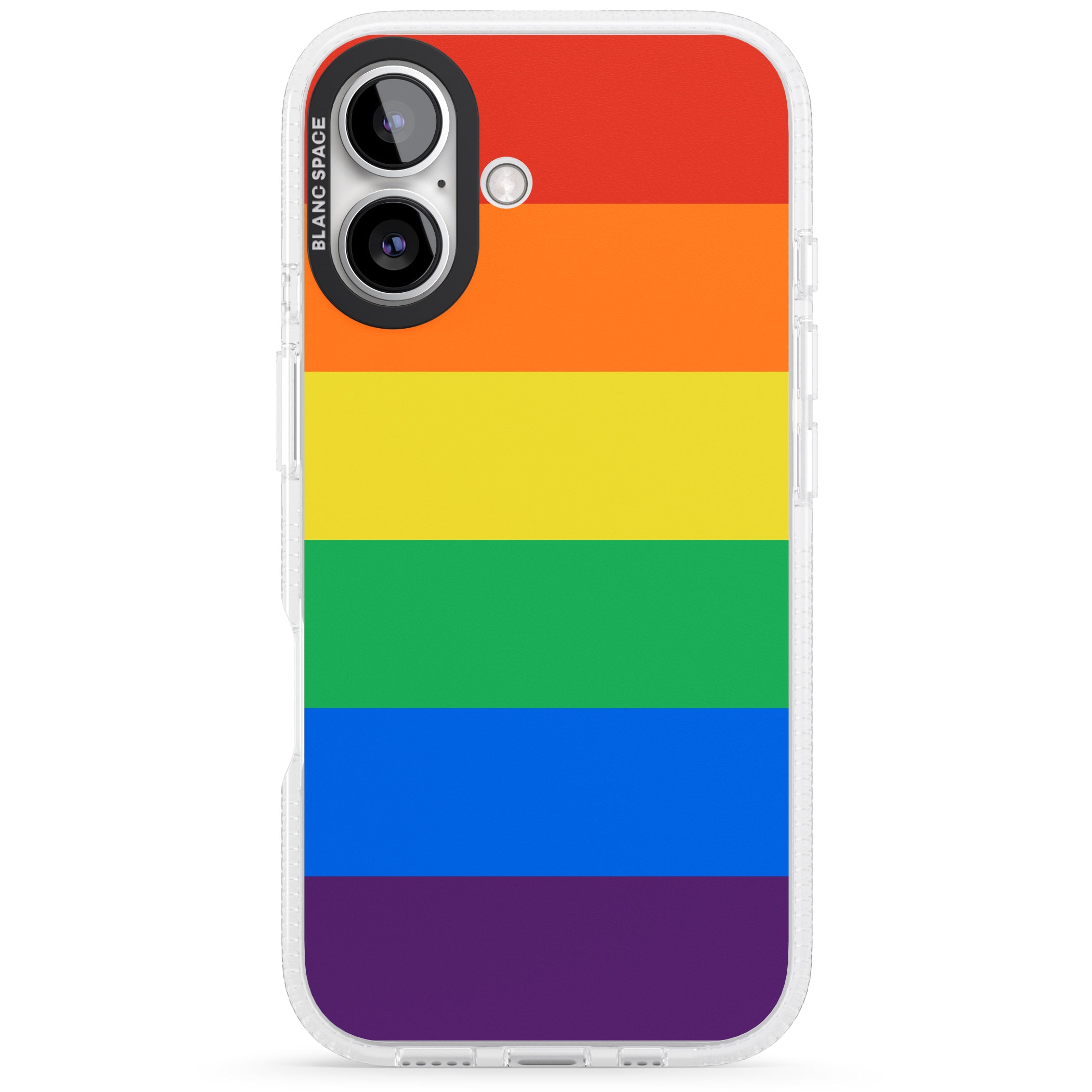 Rainbow Stripes iPhone 16 / 16 Plus Clear Case Impact Air - Blanc Space