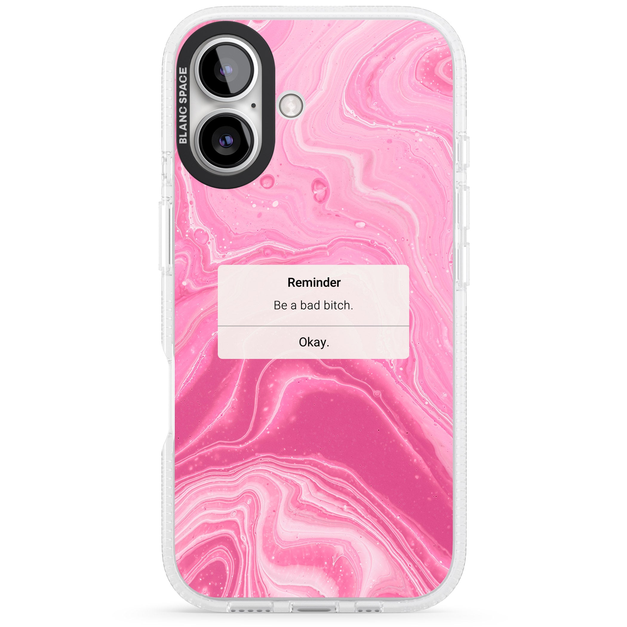 "Be a Bad Bitch" iPhone Reminder iPhone 16 / 16 Plus Clear Case Impact Air - Blanc Space