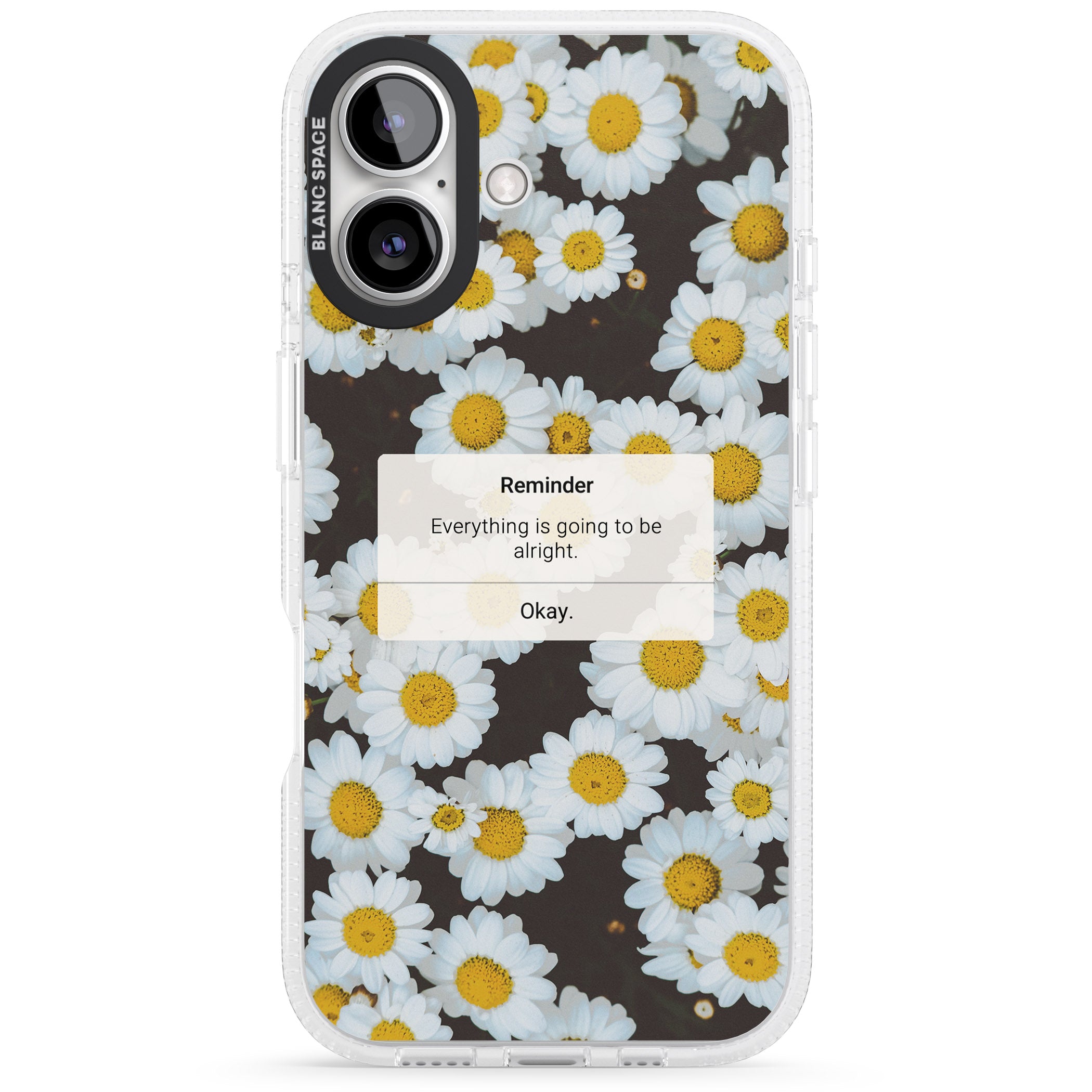"Everything will be alright" iPhone Reminder iPhone 16 / 16 Plus Clear Case Impact Air - Blanc Space