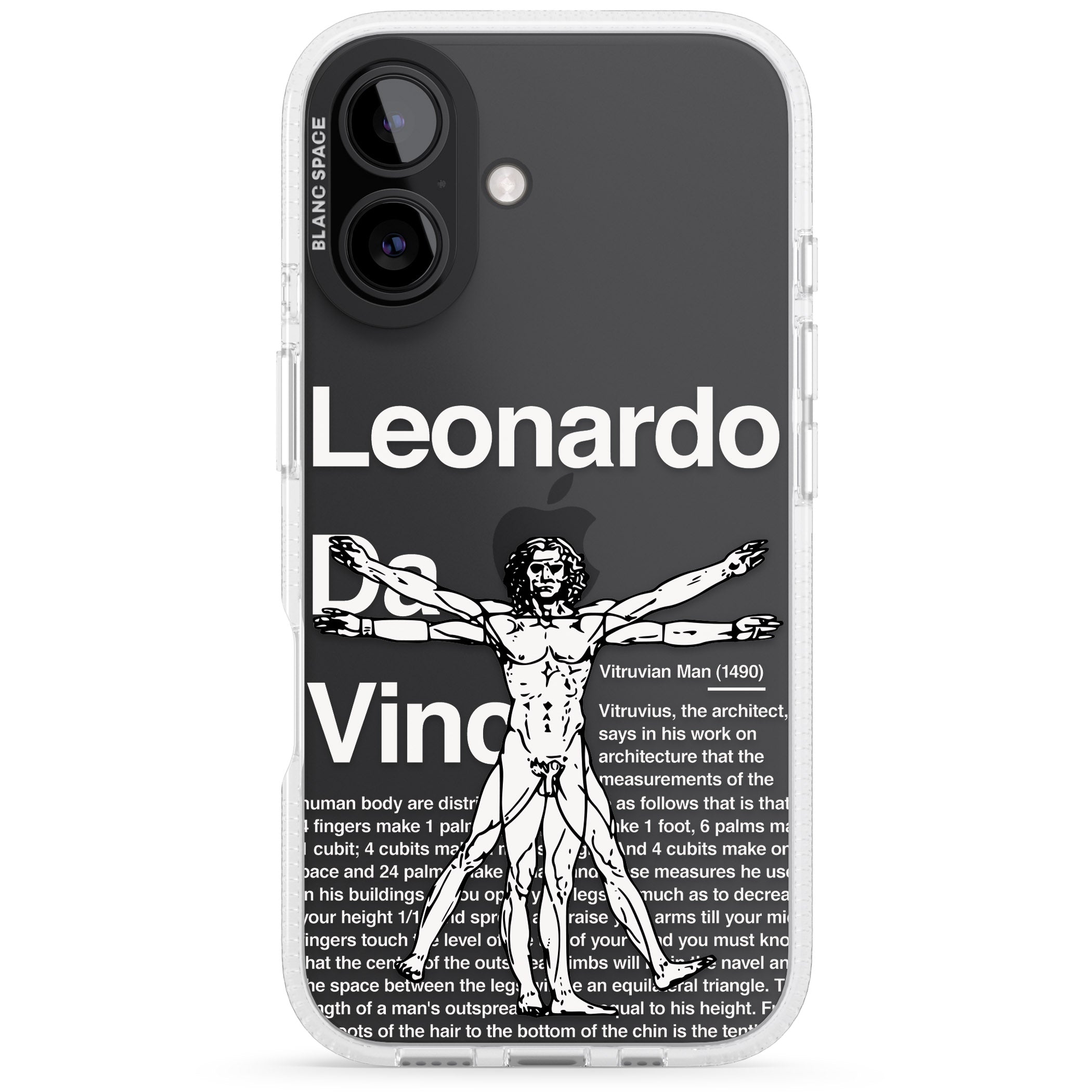 Vitruvian Man iPhone 16 / 16 Plus Clear Case Impact Air - Blanc Space