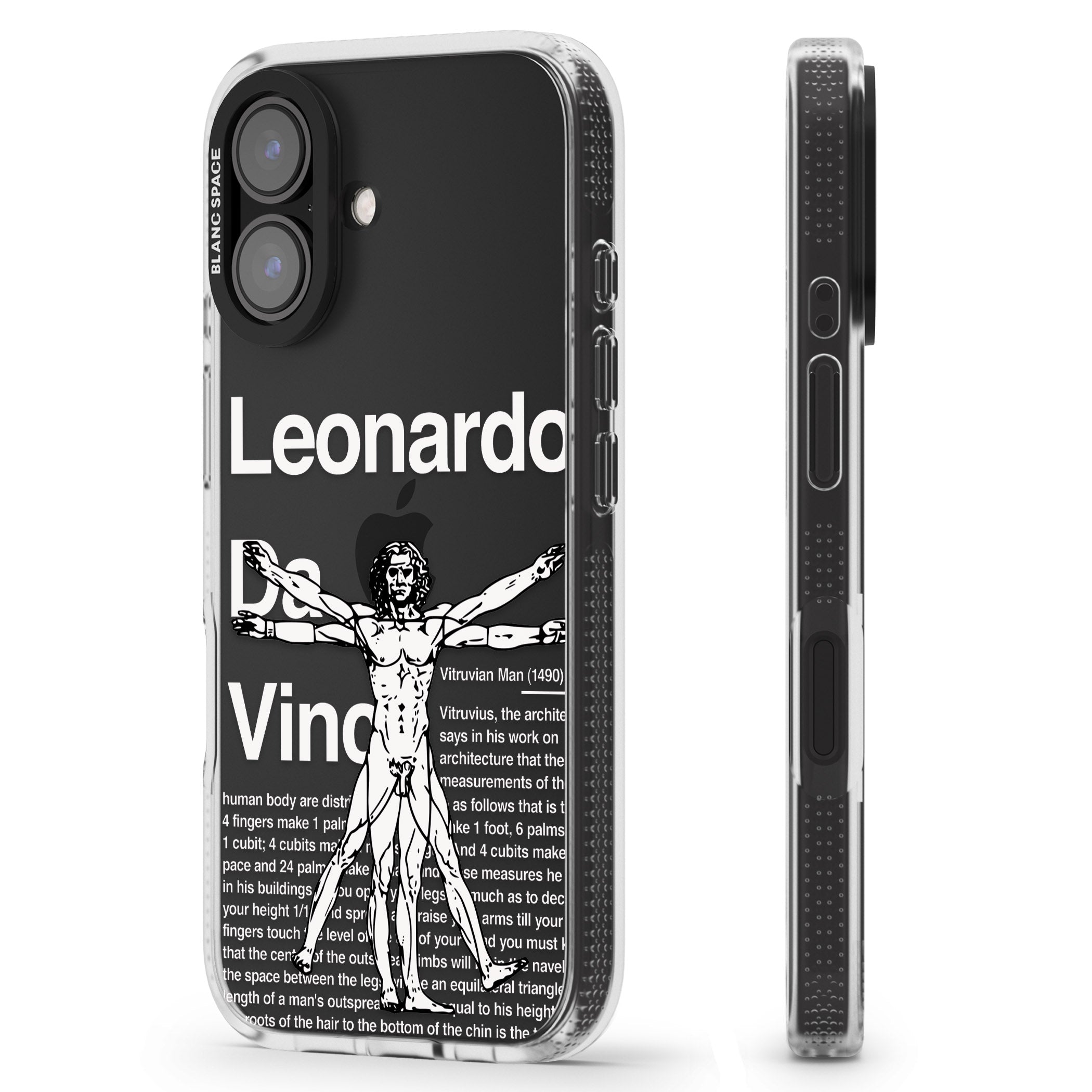Vitruvian Man iPhone 16 / 16 Plus Clear Case Impact Air - Blanc Space