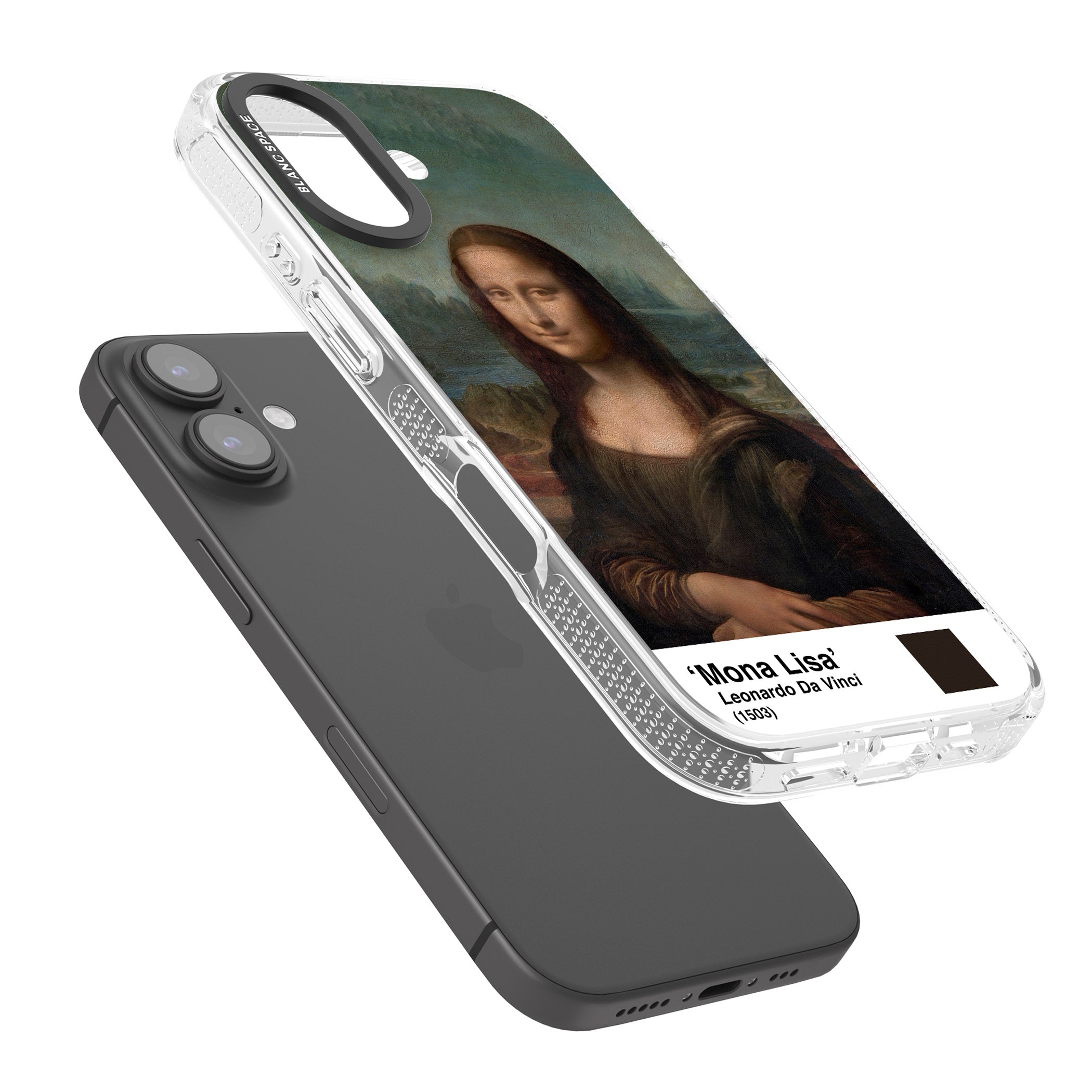 Mona Lisa iPhone 16 / 16 Plus Clear Case Impact Air - Blanc Space