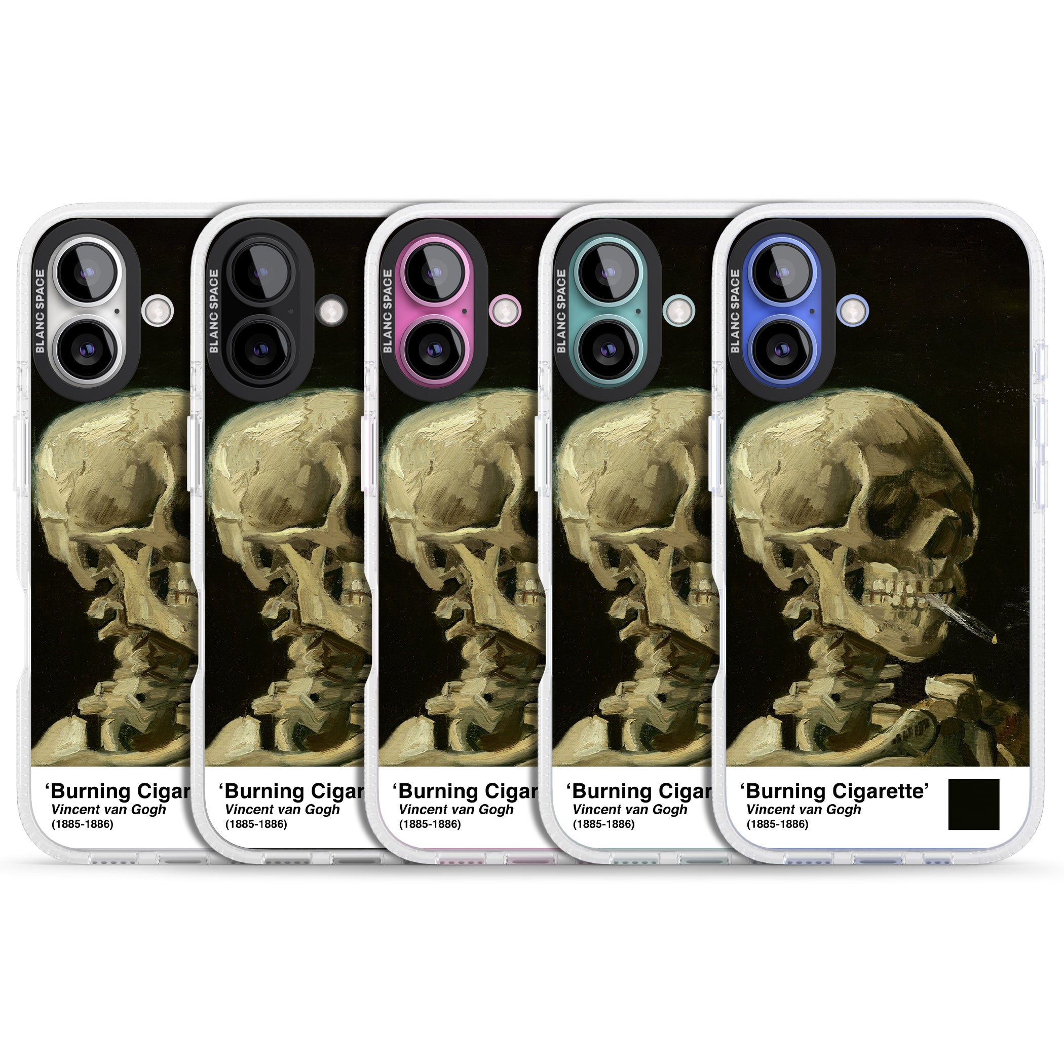 Skull of a Skeleton with Burning Cigarette iPhone 16 / 16 Plus Clear Case Impact Air - Blanc Space