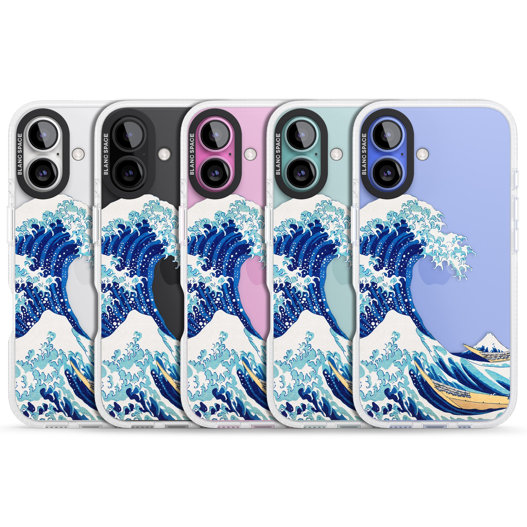 The Great Wave of Kanagawa iPhone 16 / 16 Plus Clear Case Impact Air - Blanc Space