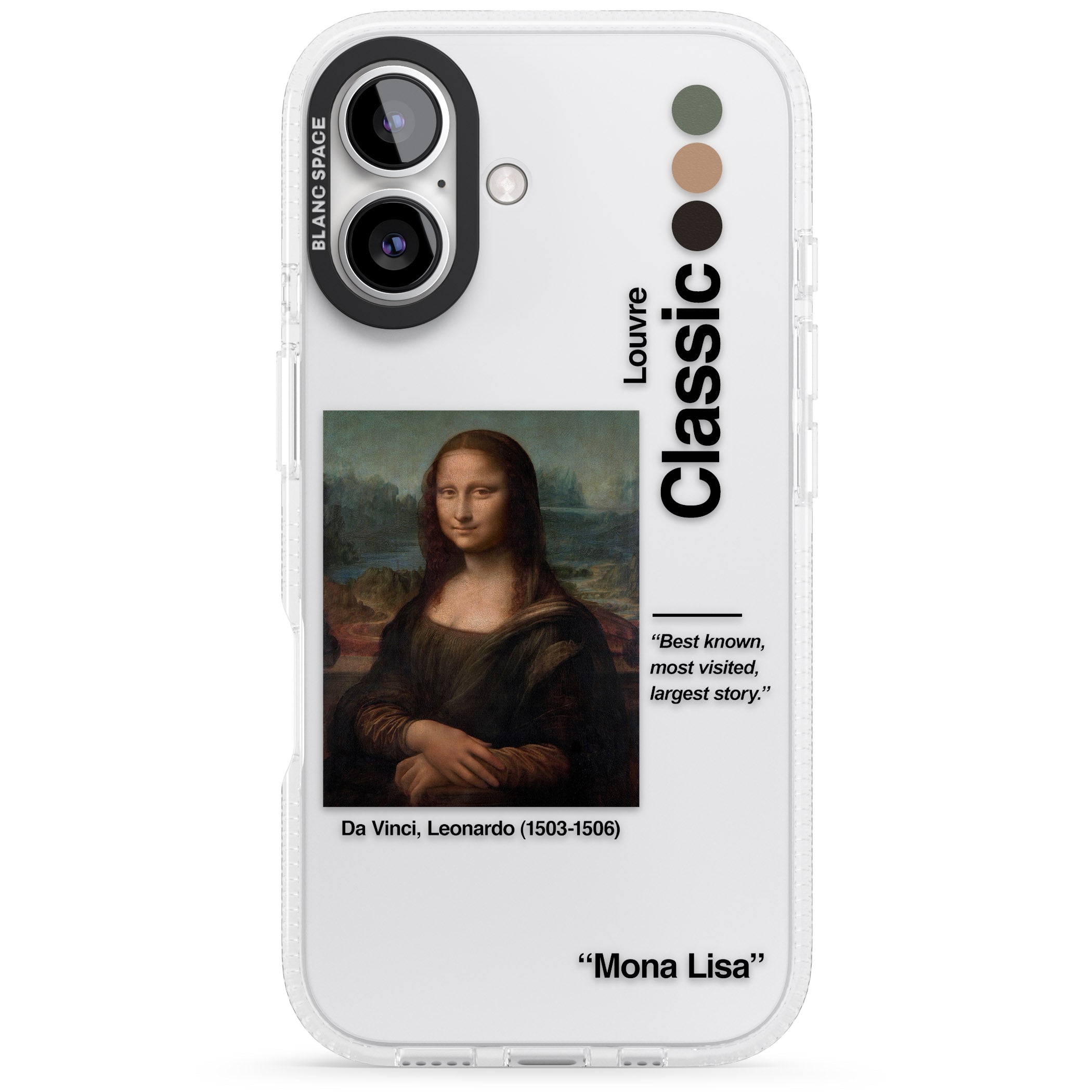 Mona Lisa - Leonardo Da Vinci iPhone 16 / 16 Plus Clear Case Impact Air - Blanc Space