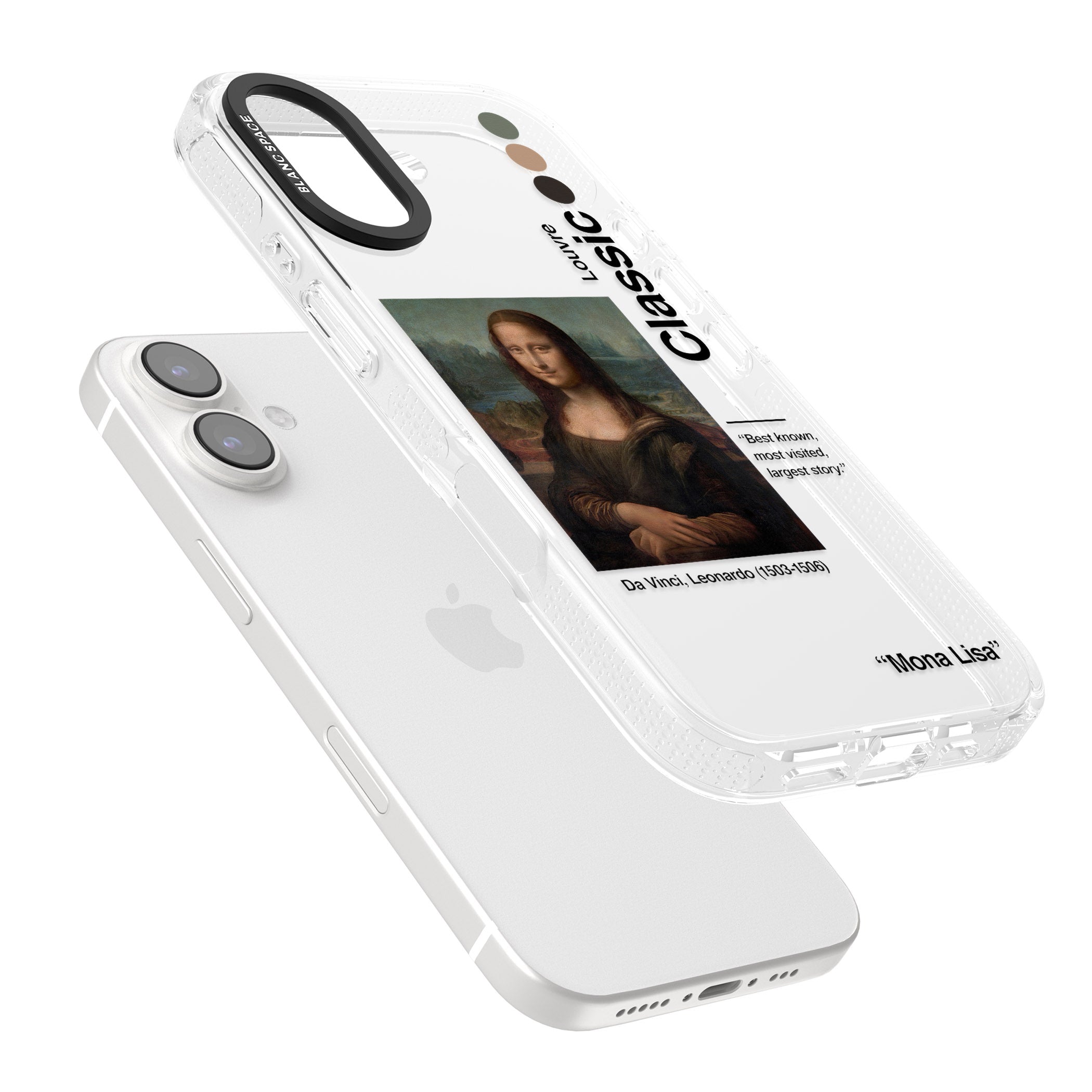 Mona Lisa - Leonardo Da Vinci iPhone 16 / 16 Plus Clear Case Impact Air - Blanc Space