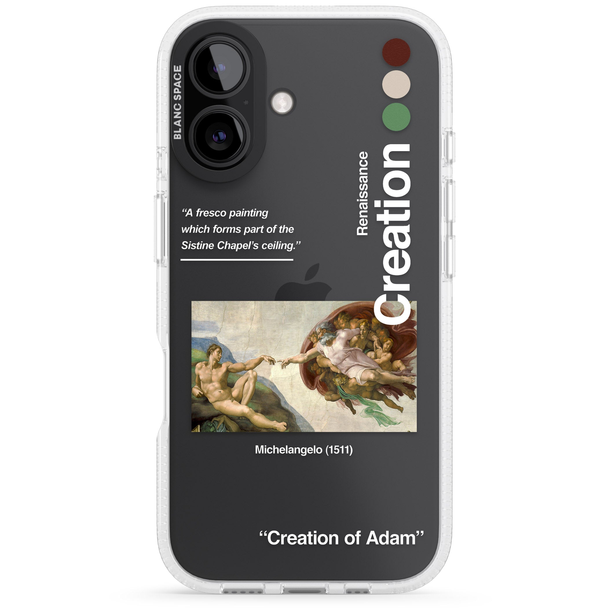Creation of Adam - Michelangelo iPhone 16 / 16 Plus Clear Case Impact Air - Blanc Space