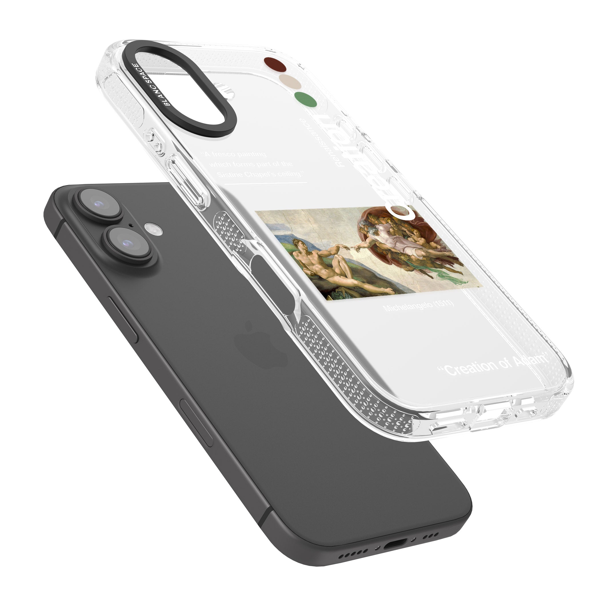 Creation of Adam - Michelangelo iPhone 16 / 16 Plus Clear Case Impact Air - Blanc Space