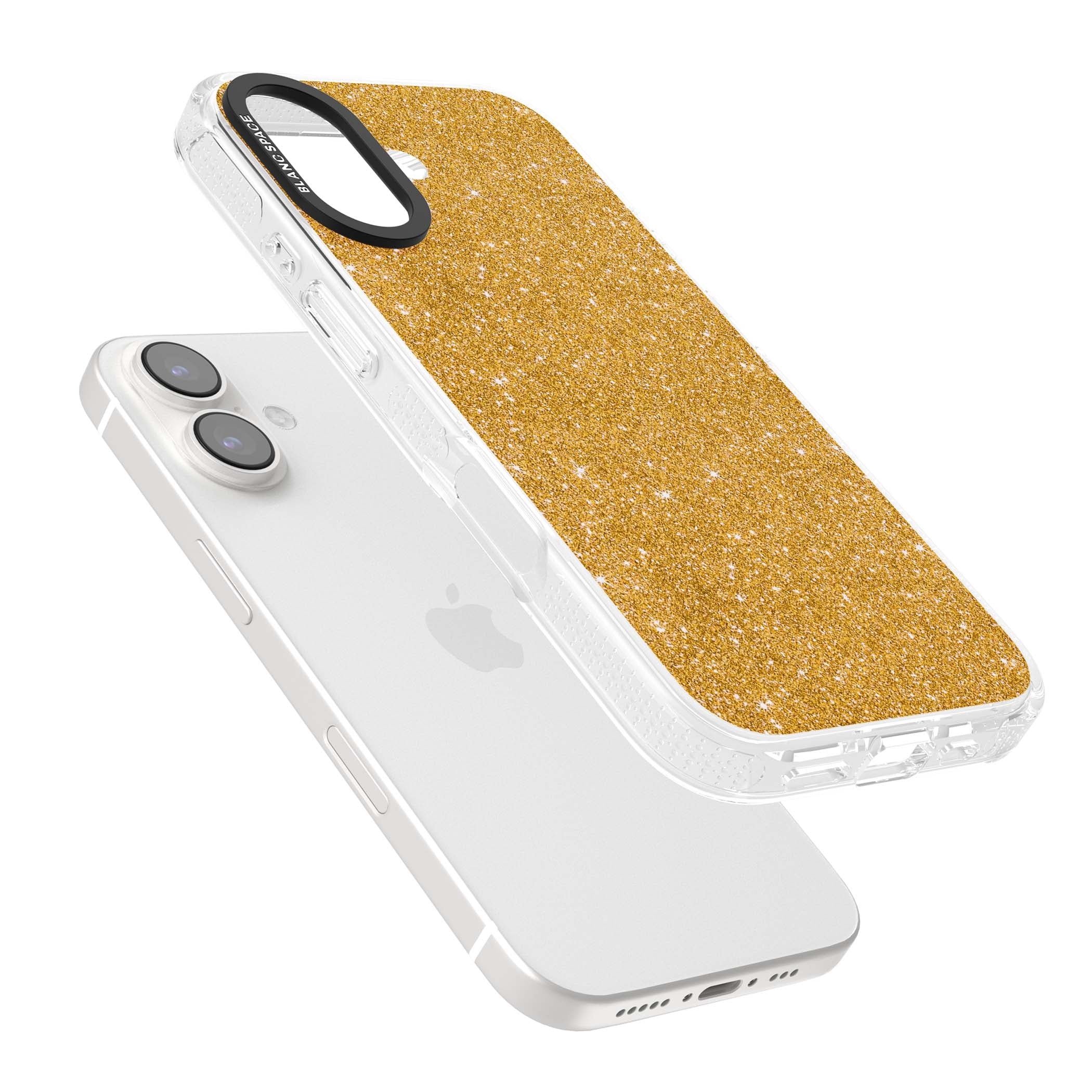 Gold Glitter gold glitter iPhone case featuring a shimmering sparkle wallpaper design in luxury gold | Clear Case Impact Air case for iPhone 16, iPhone 16 Plus