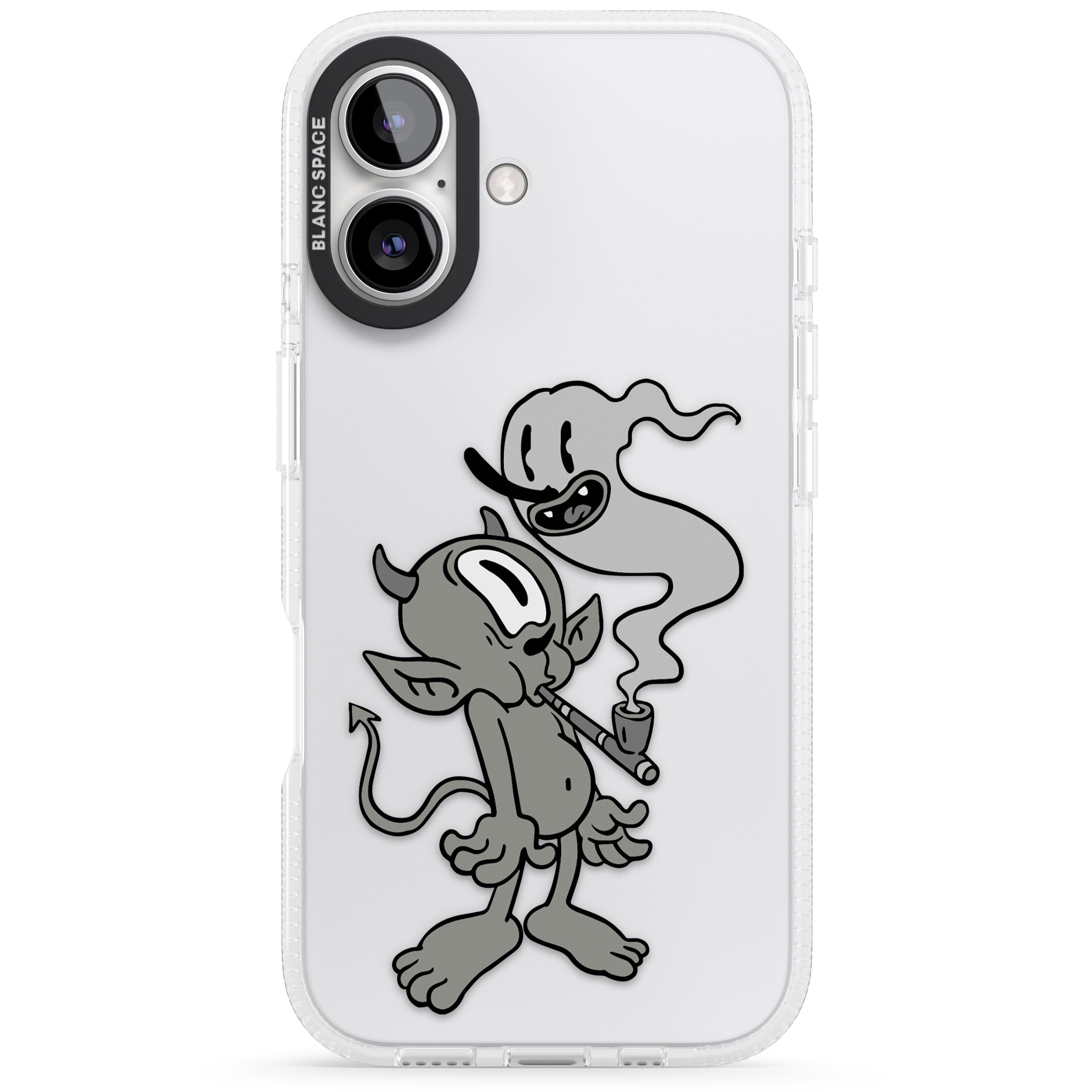 Pipe Goblin iPhone 16 / 16 Plus Clear Case Impact Air - Blanc Space