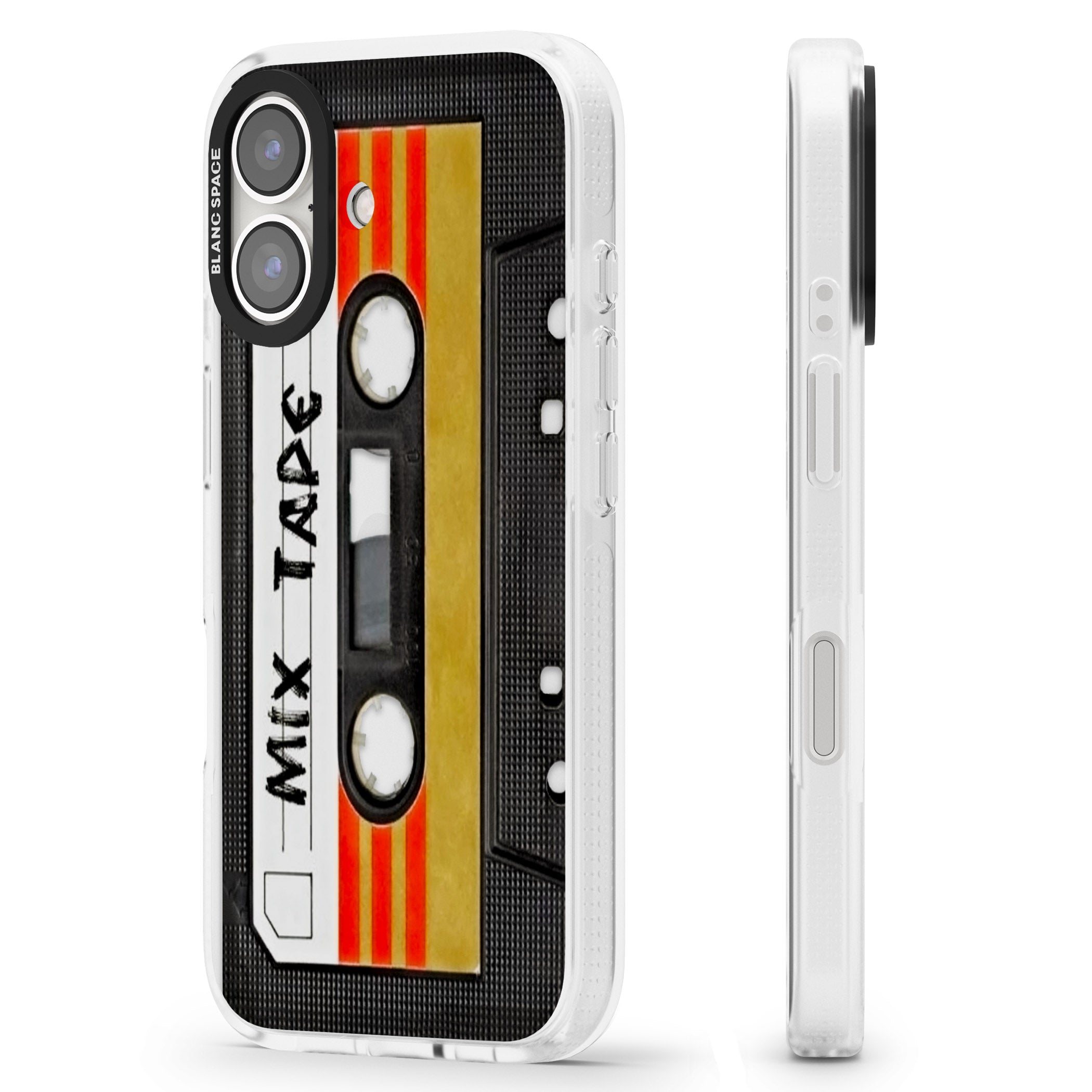 Retro Mix Tape iPhone 16 / 16 Plus Clear Case Impact Air - Blanc Space