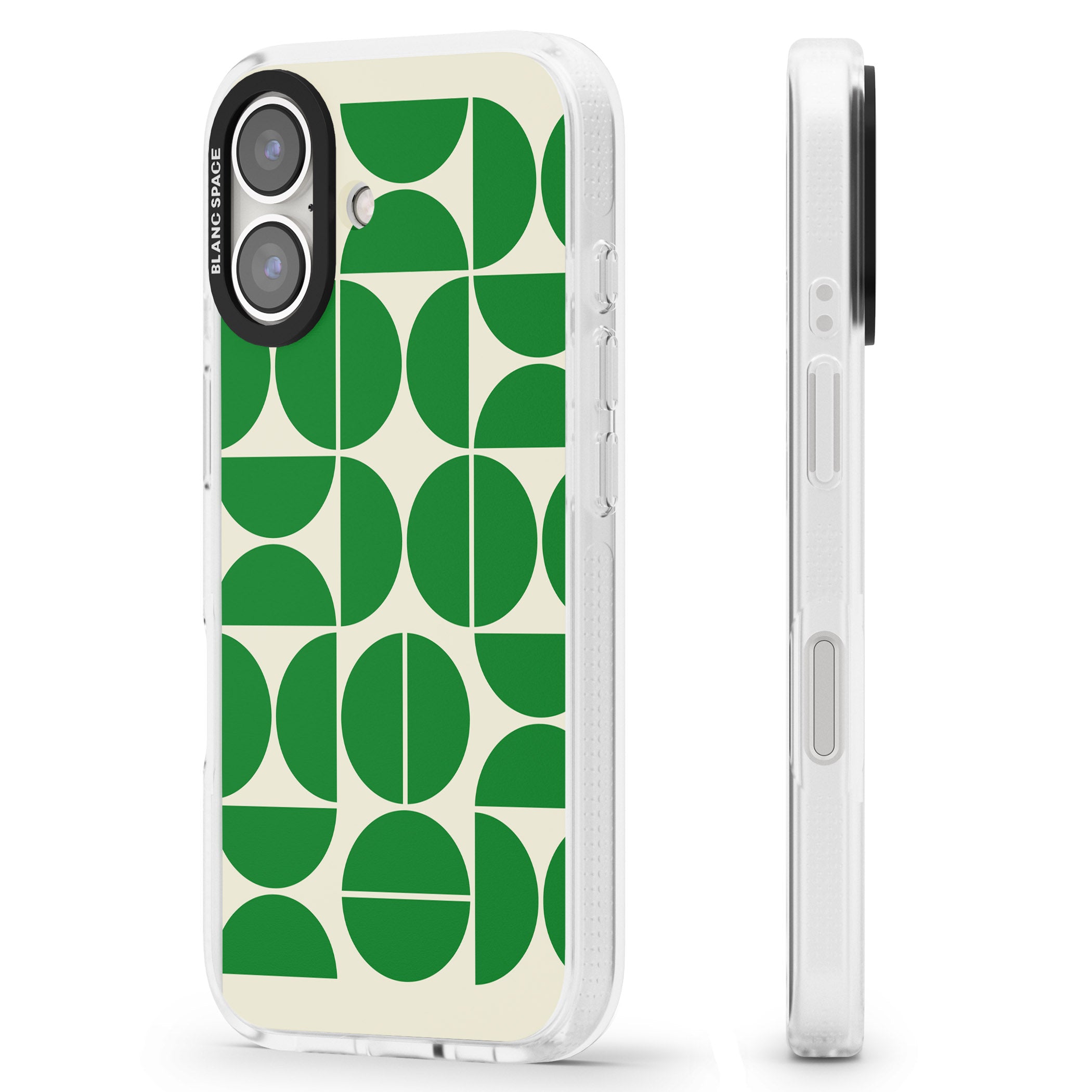 Retro Green Circles iPhone 16 / 16 Plus Clear Case Impact Air - Blanc Space